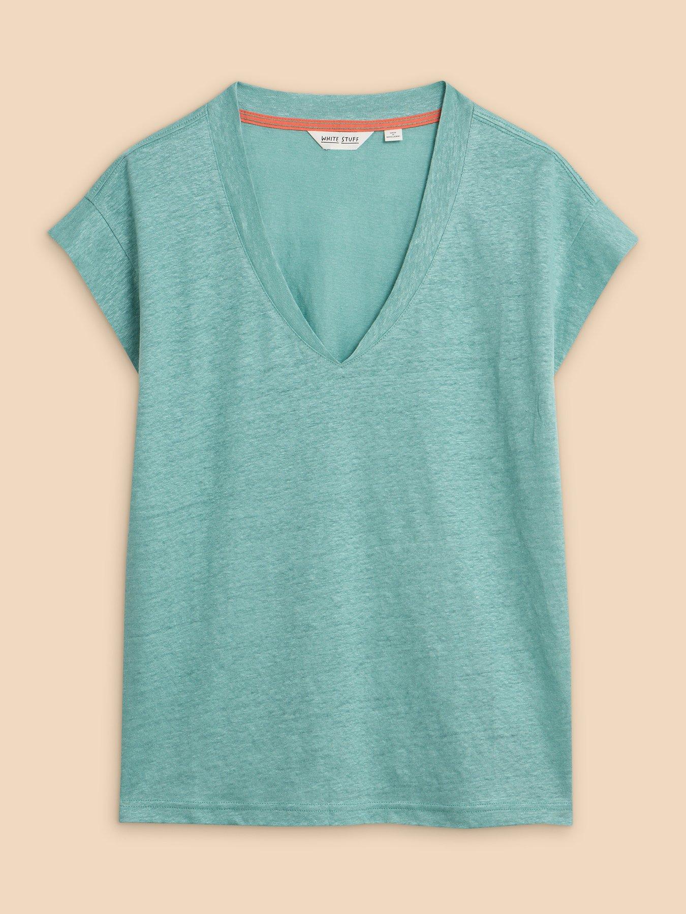  image of white-stuff-ivy-linen-v-neck-tee-blue