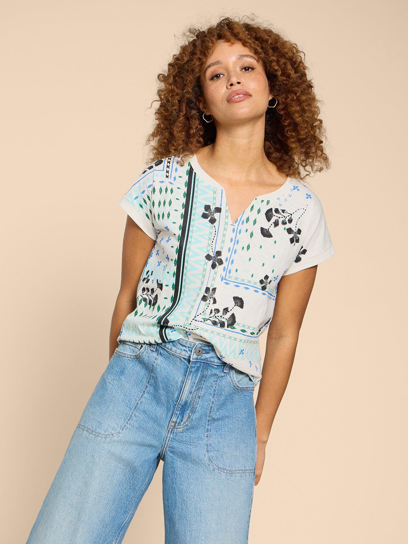 undefined Nelly Notch Neck Tee - White