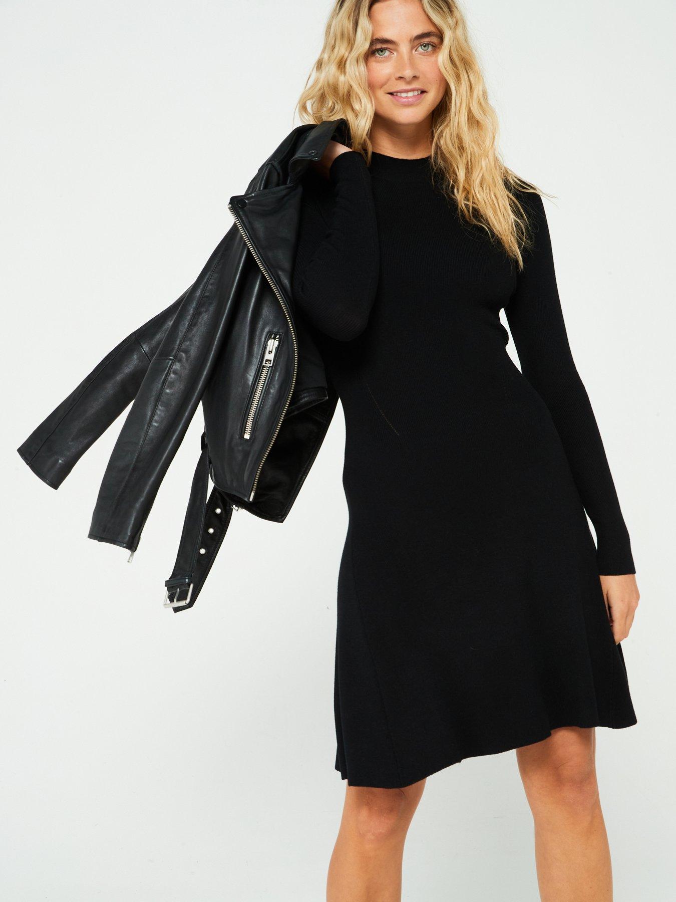 long sleeve ribbed knit dress Womens Cashmere Wrap Dress Ribbed Knit Long Sleeve V Neck Midi Dresses main image 0