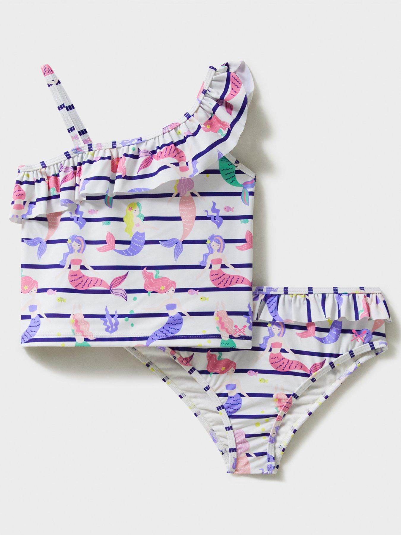  image of crew-clothing-girls-asymmetric-frill-tankini-white