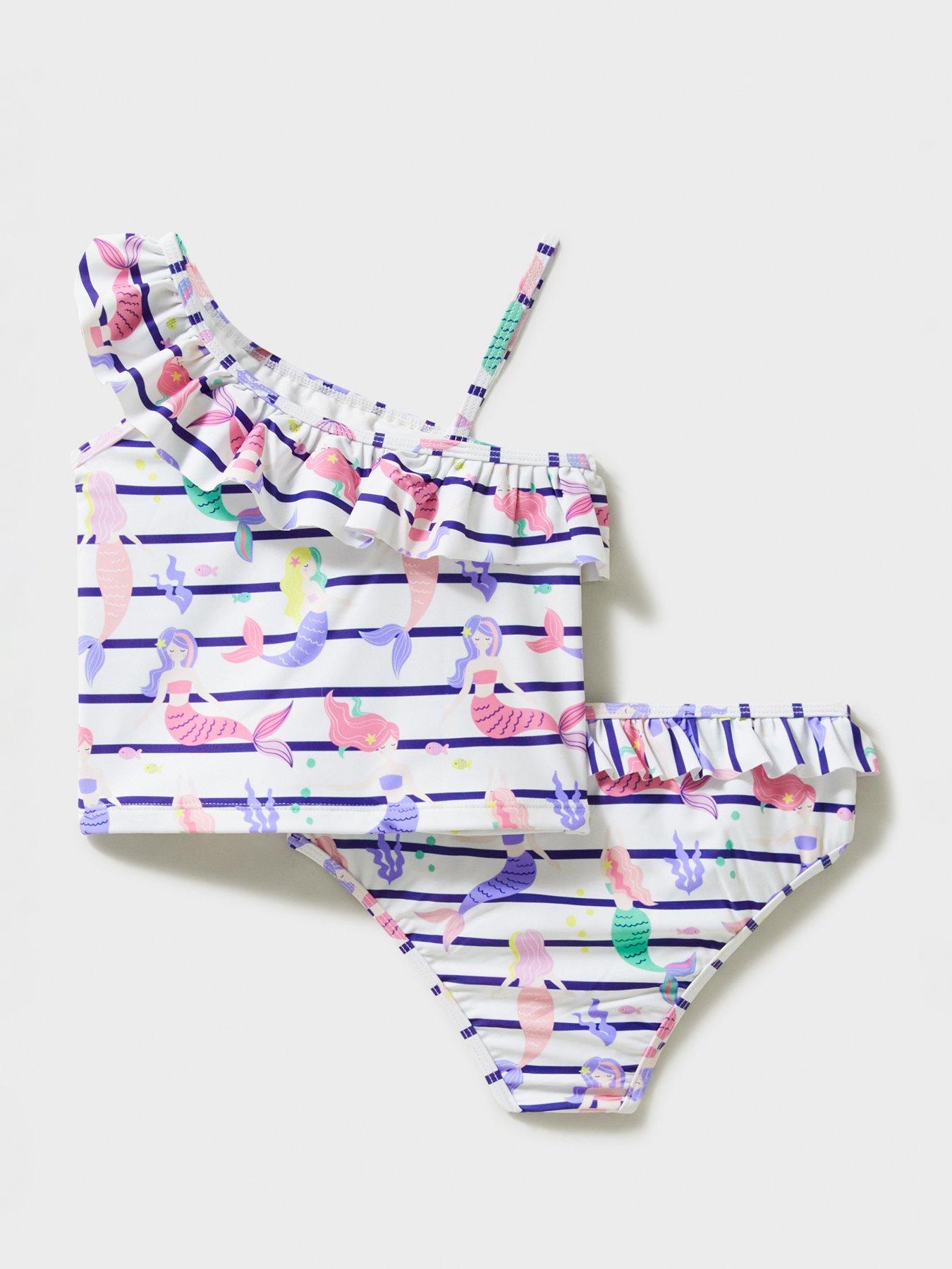  image of crew-clothing-girls-asymmetric-frill-tankini-white
