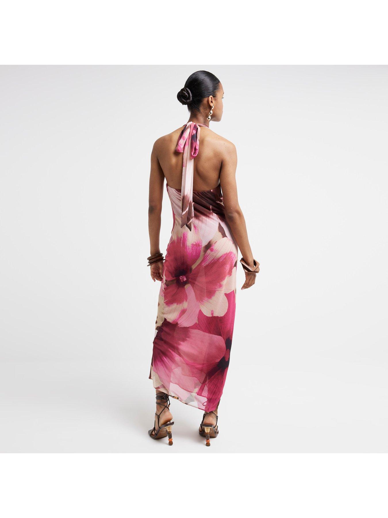 Image 2 of 5 of River Island Halterneck Midiaxi Dress - Medium Purple