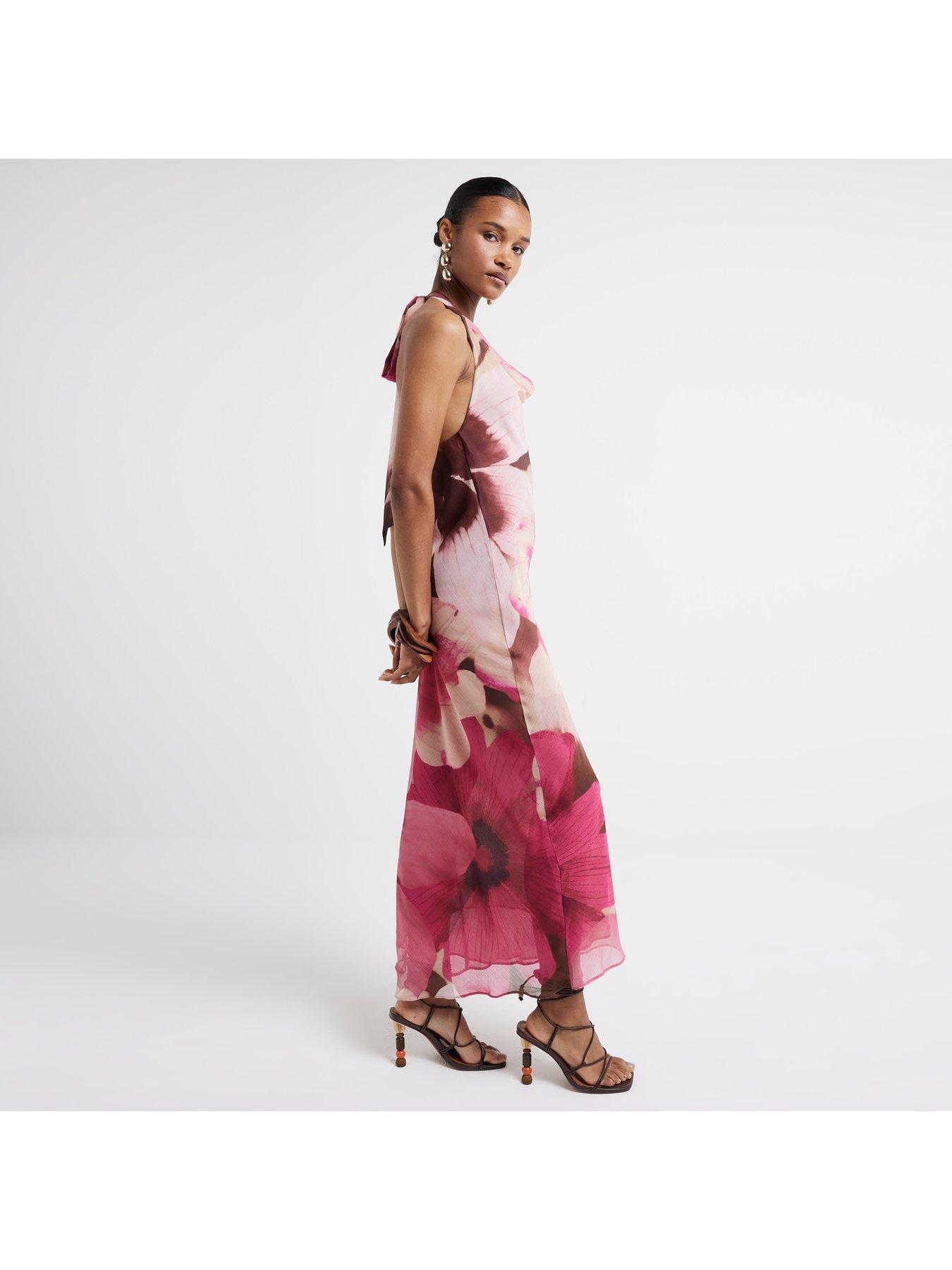 Image 3 of 5 of River Island Halterneck Midiaxi Dress - Medium Purple