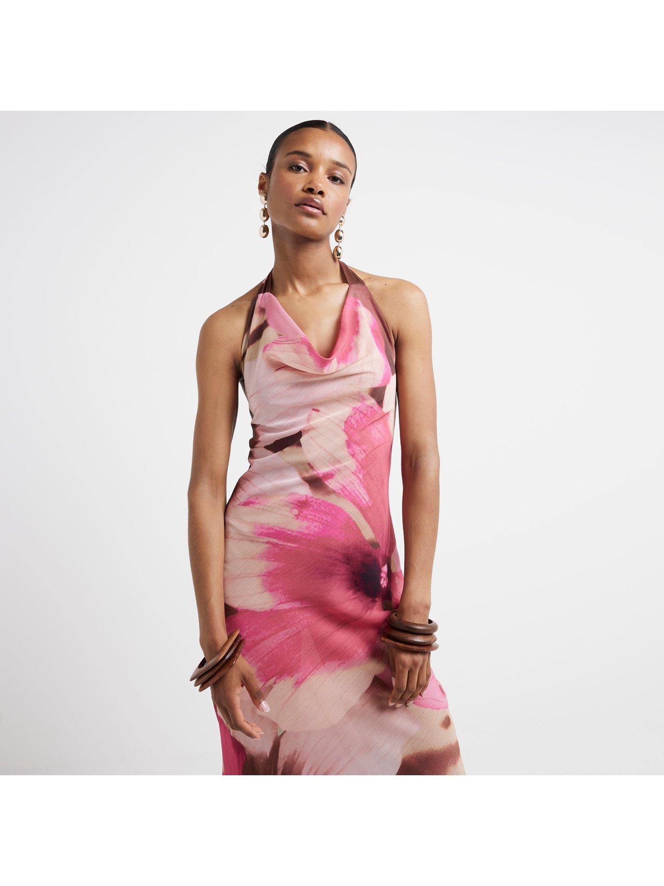 Image 4 of 5 of River Island Halterneck Midiaxi Dress - Medium Purple