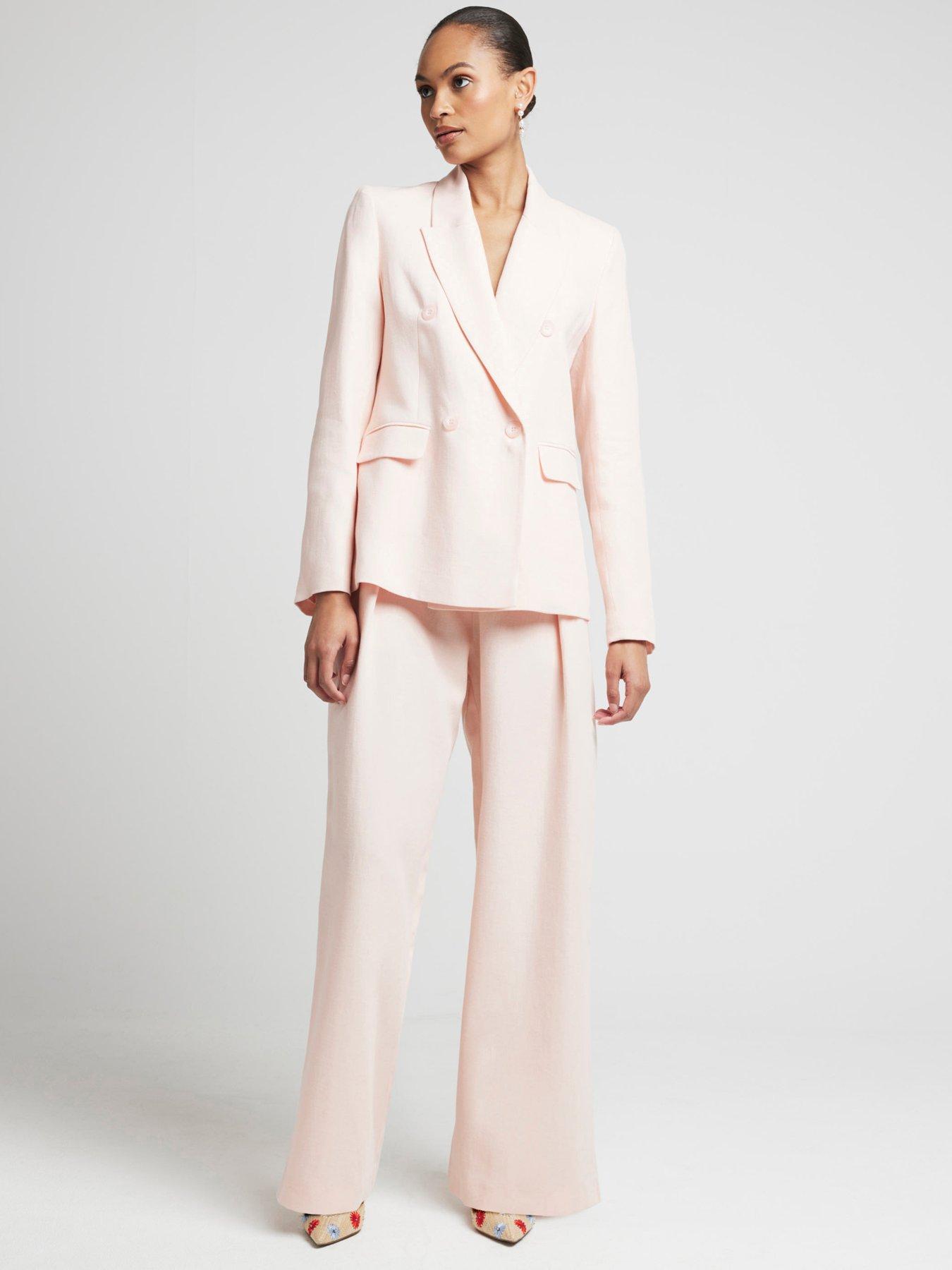 undefined Wide Leg Pleated Trouser - Medium Pink