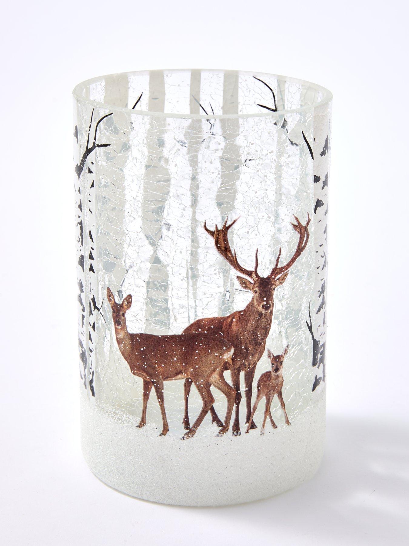Image 3 of 4 of Festive 15 cm Lit Reindeer Scene Crackle Votive Christmas Decoration