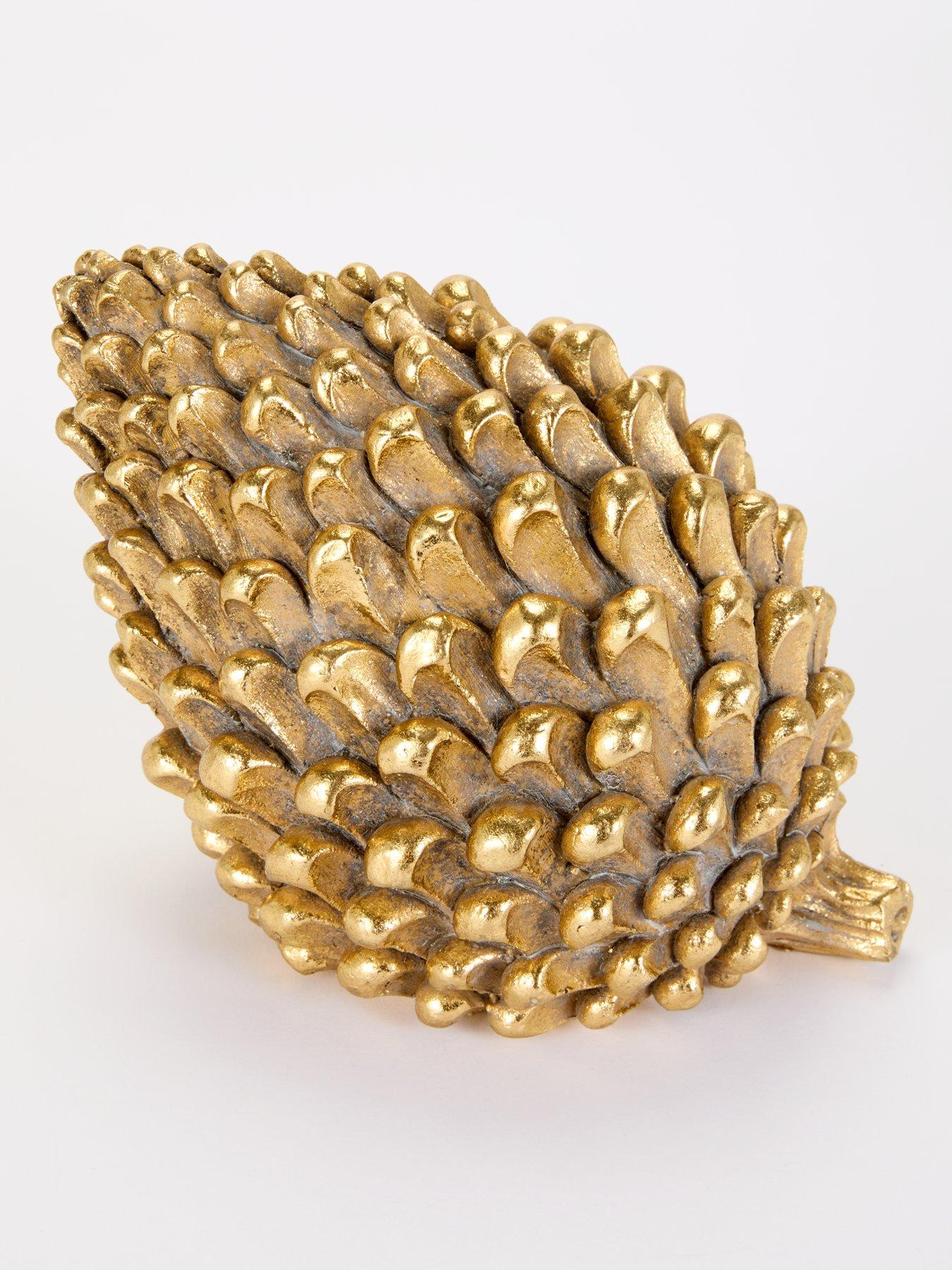 Image 2 of 3 of Festive 16 cm Ceramic Gold Pinecone Christmas Decoration