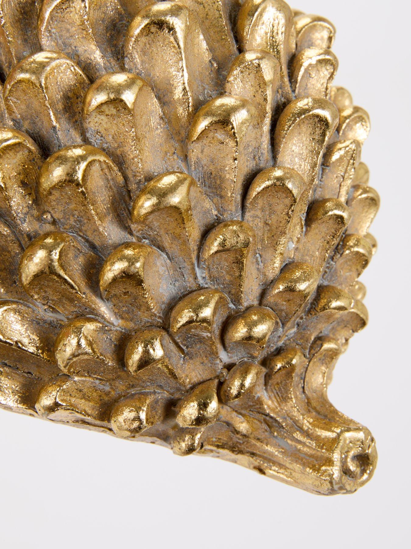 Image 3 of 3 of Festive 16 cm Ceramic Gold Pinecone Christmas Decoration