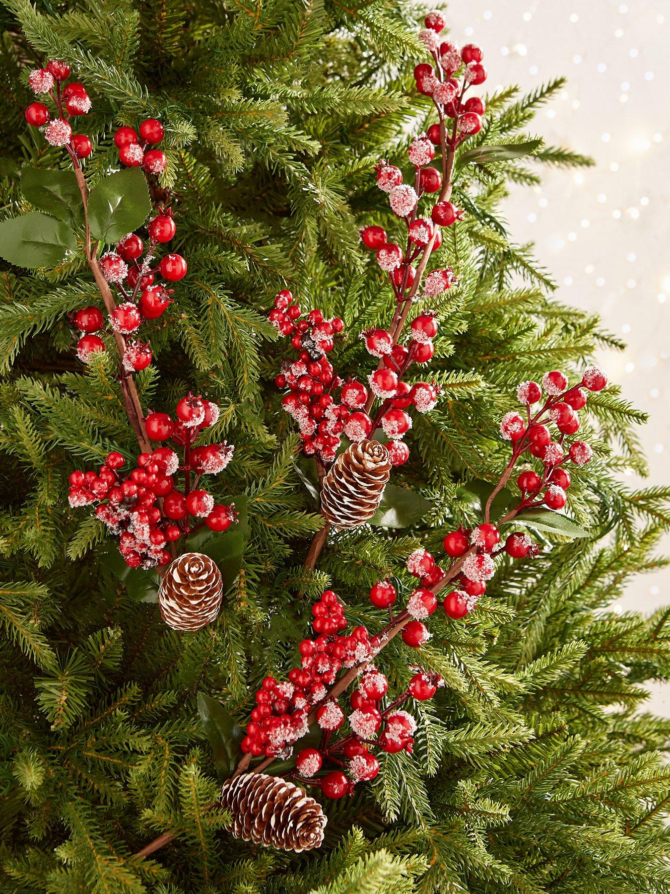 Festive Set of 3 Red Berry Christmas Tree Picks
