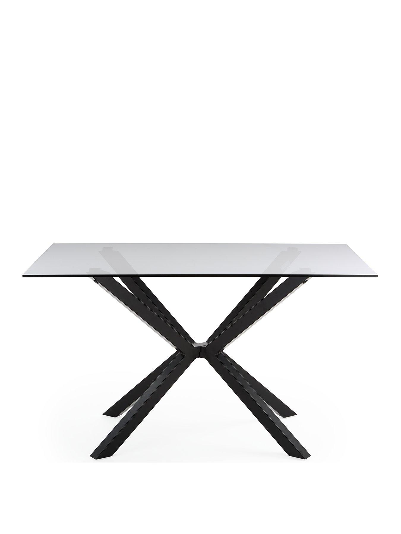 Image 3 of 6 of The Very Collection Chopstick 130 cm Rectangular Glass Top Dining Table + 4 Alisha Chairs - Black/Rust