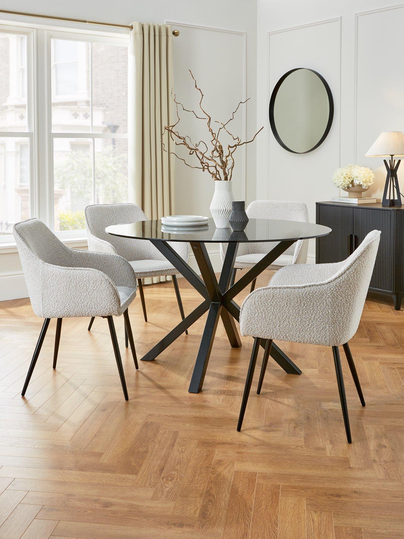 very-home-chopsticknbsp120-cm-round-dining-table-4-alisha-boucle-chairs-blackcream