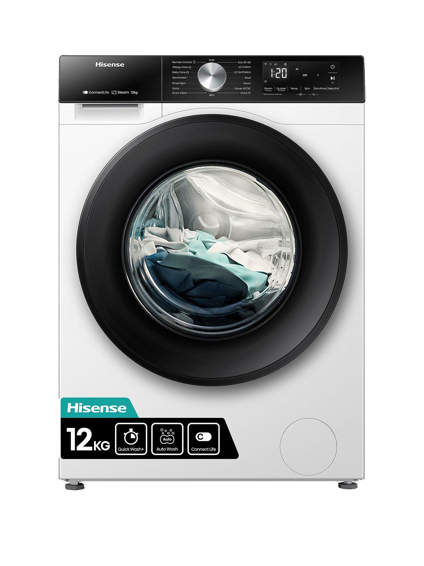 Hisense 3S Series WF3S1243BW3 12kg Load, 1400 Spin Steam Washing Machine - White - A Rated