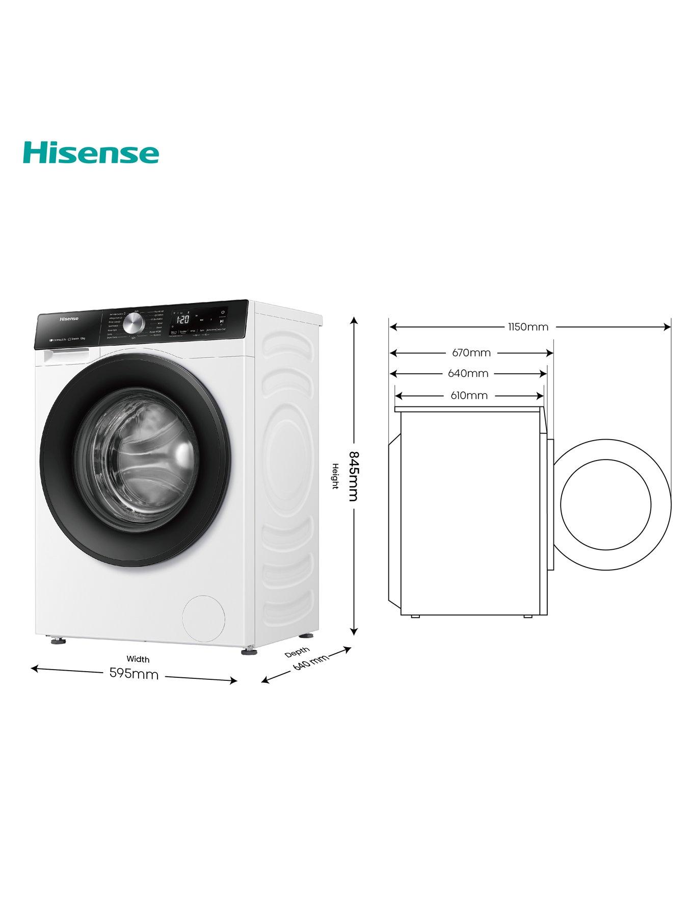  image of hisense-3s-series-wf3s1243bw3nbsp12kg-load-1400-spin-steam-washing-machine-white-a-rated