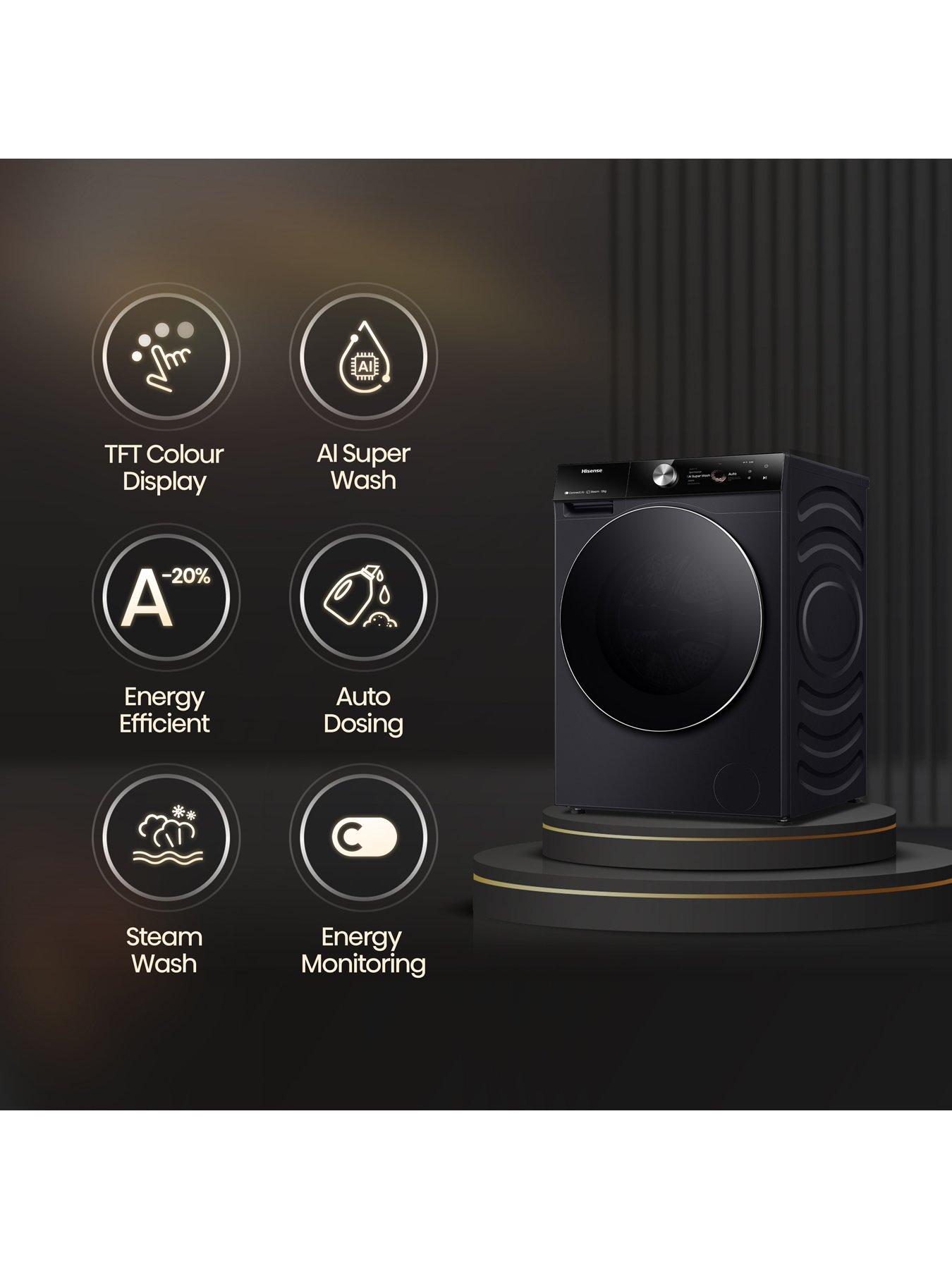  image of hisense-7s-series-wf7s1247bb-12kg-load-1400-spin-ai-washing-machine-with-touch-control-black-a-rated