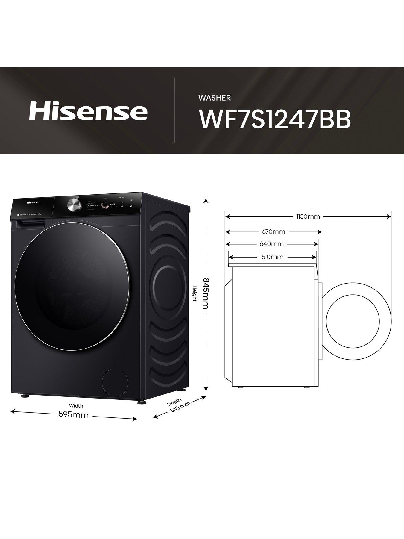 Machine à Laver Hisense WF7S1247BW – Charge Avant 12 Kg, 1400 Tr/min, Blanc, Neuve