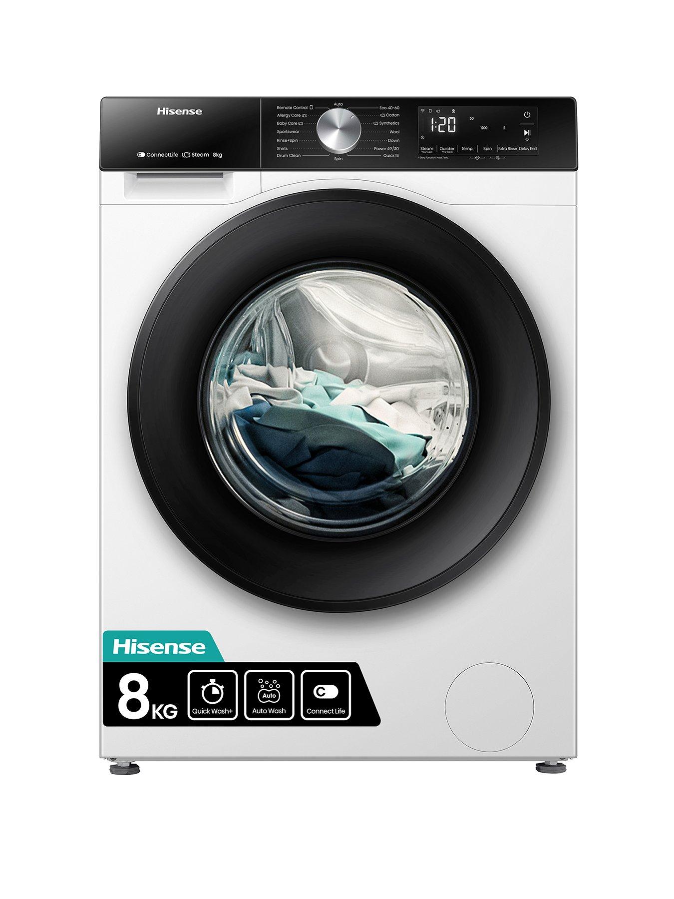 Hisense 3S Series WF3S8043BW 8kg Load, 1400 Spin Steam Washing Machine - White - A Rated