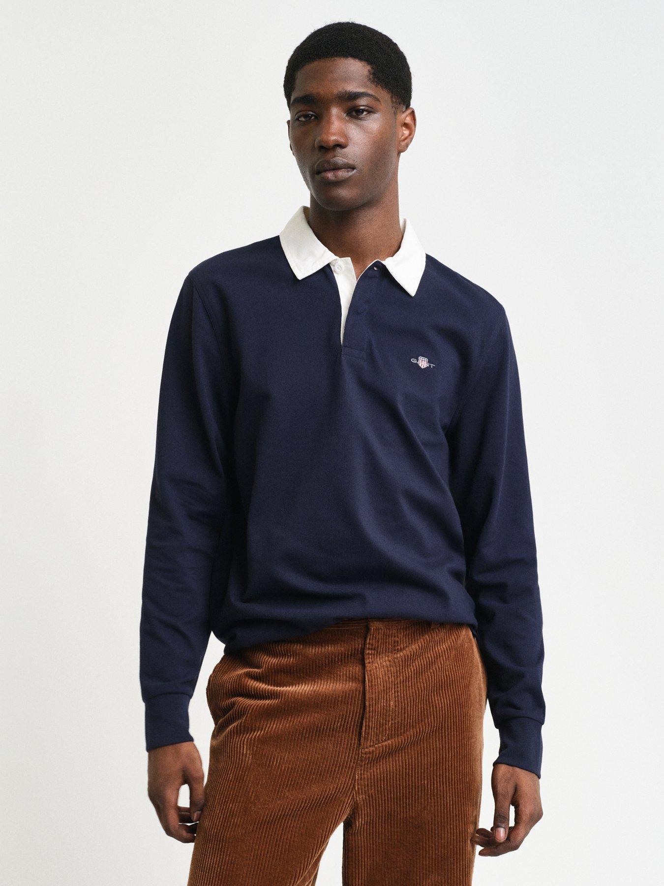 undefined Reg Shield Pique Rugger Long Sleeve Polo Shirt - Navy