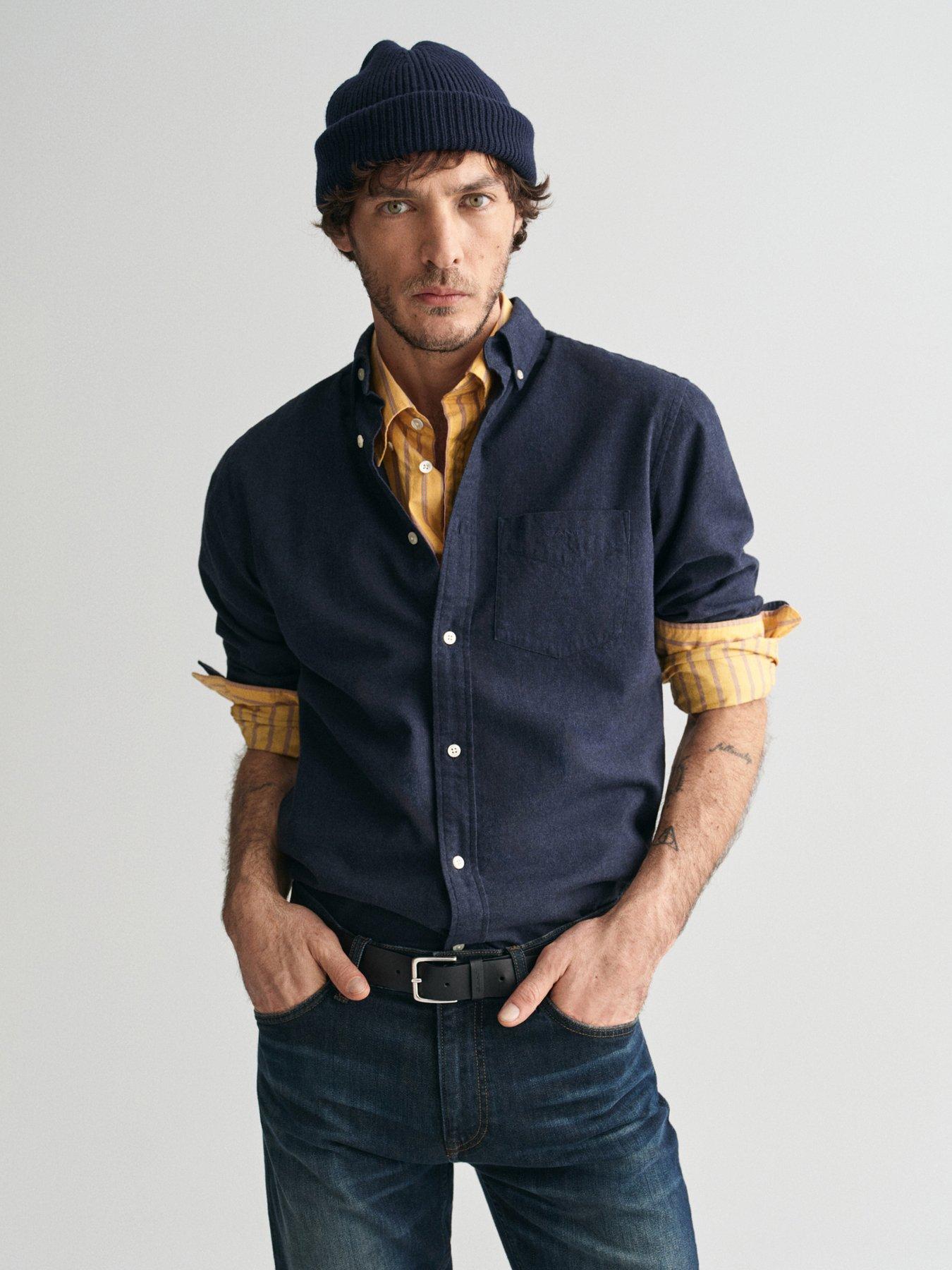 undefined Regular Fit Flannel Melange Long Sleeve Shirt - Navy