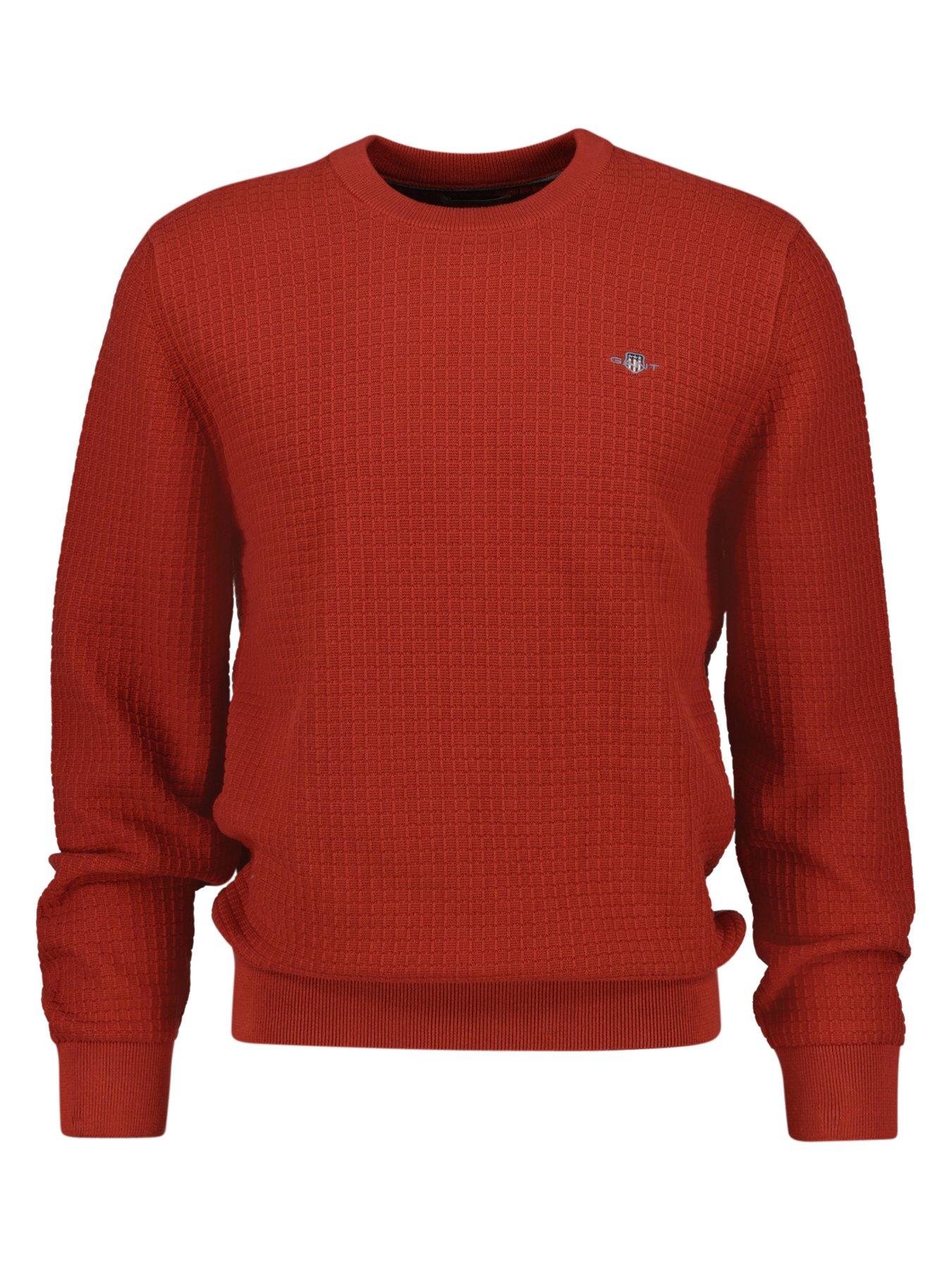 undefined Cotton Textured Knitted Jumper - Dark Red