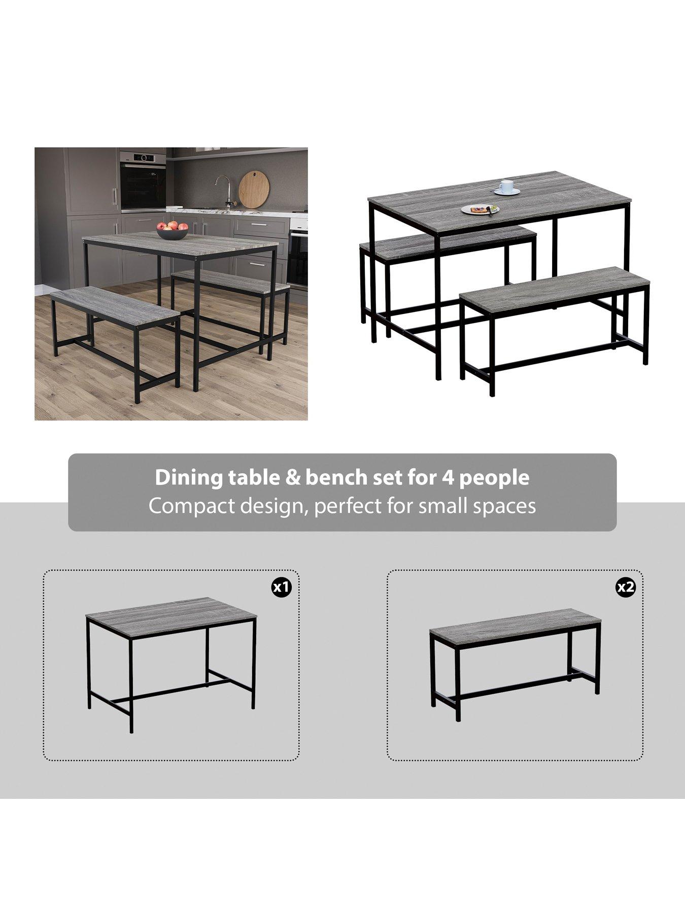 Image 6 of 7 of Vida Designs Roslyn 4 Seater Dining Table With Bench Set