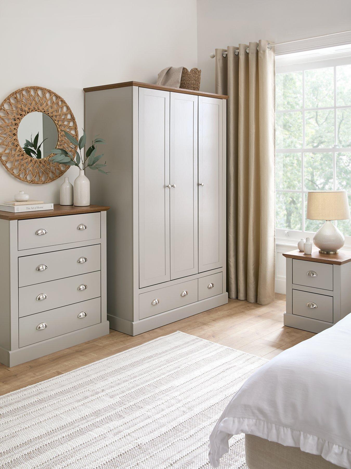Image 1 of 7 of Very Home Crawford 3 Piece Package Deal - 3 Door Wardrobe, 4 Drawer Chest and 2 Drawer Bedside Chest