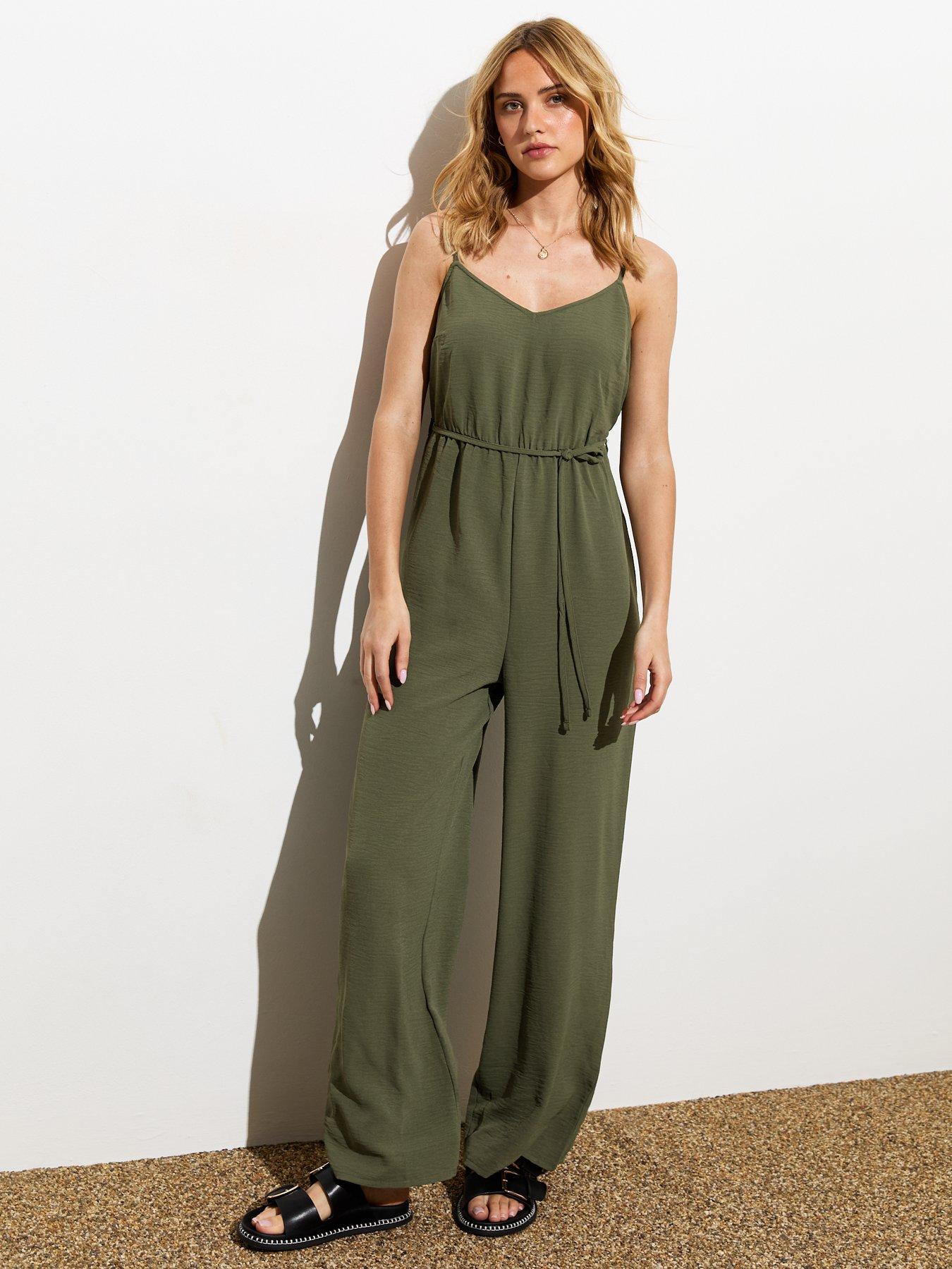 New Look Khaki Green Belted Jumpsuit littlewoods