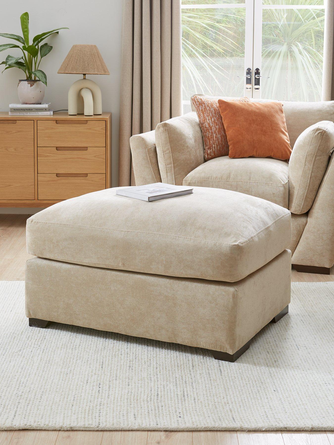 undefined Lexington Large Fabric Footstool - Made to Order in the UK