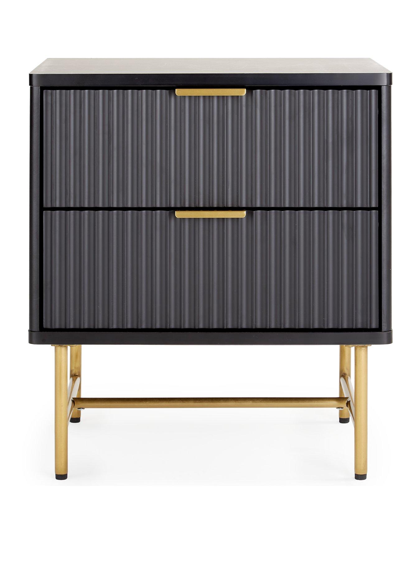 stillFront image of the-very-collection-cora-2-drawer-bedside-chest-blackbrass