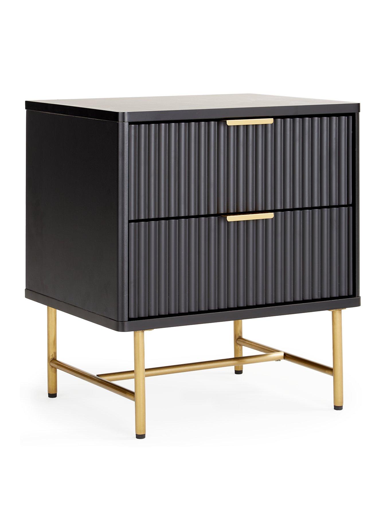  image of the-very-collection-cora-2-drawer-bedside-chest-blackbrass