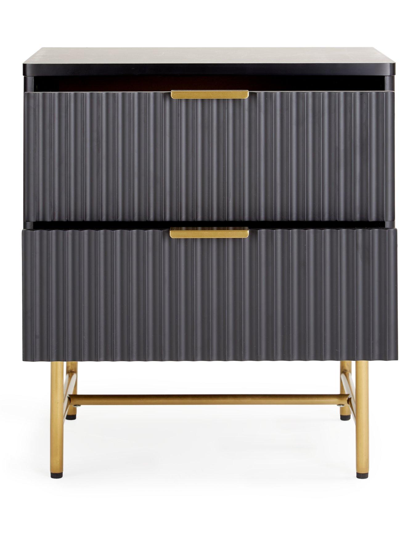  image of the-very-collection-cora-2-drawer-bedside-chest-blackbrass