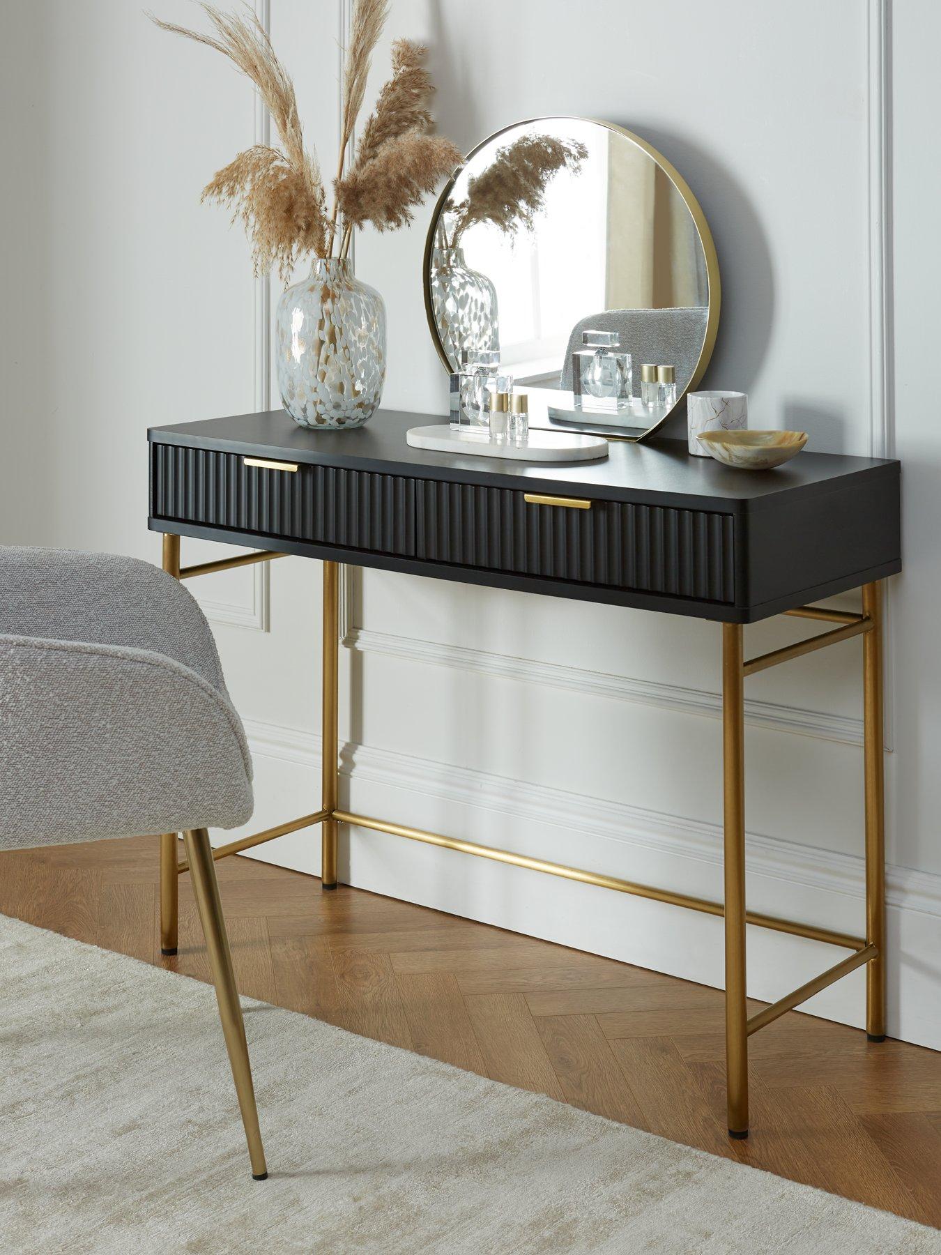 The Very Collection Cora Dressing Table and Mirror Set - Black/Brass