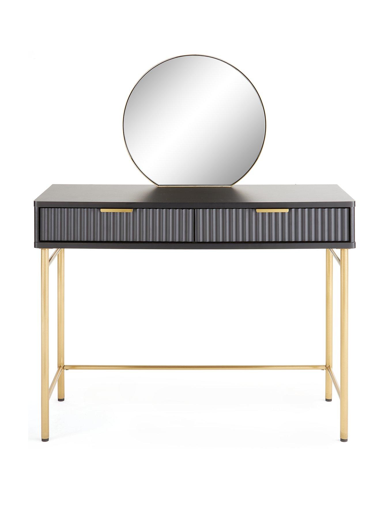  image of the-very-collection-cora-dressing-table-and-mirror-set-blackbrass