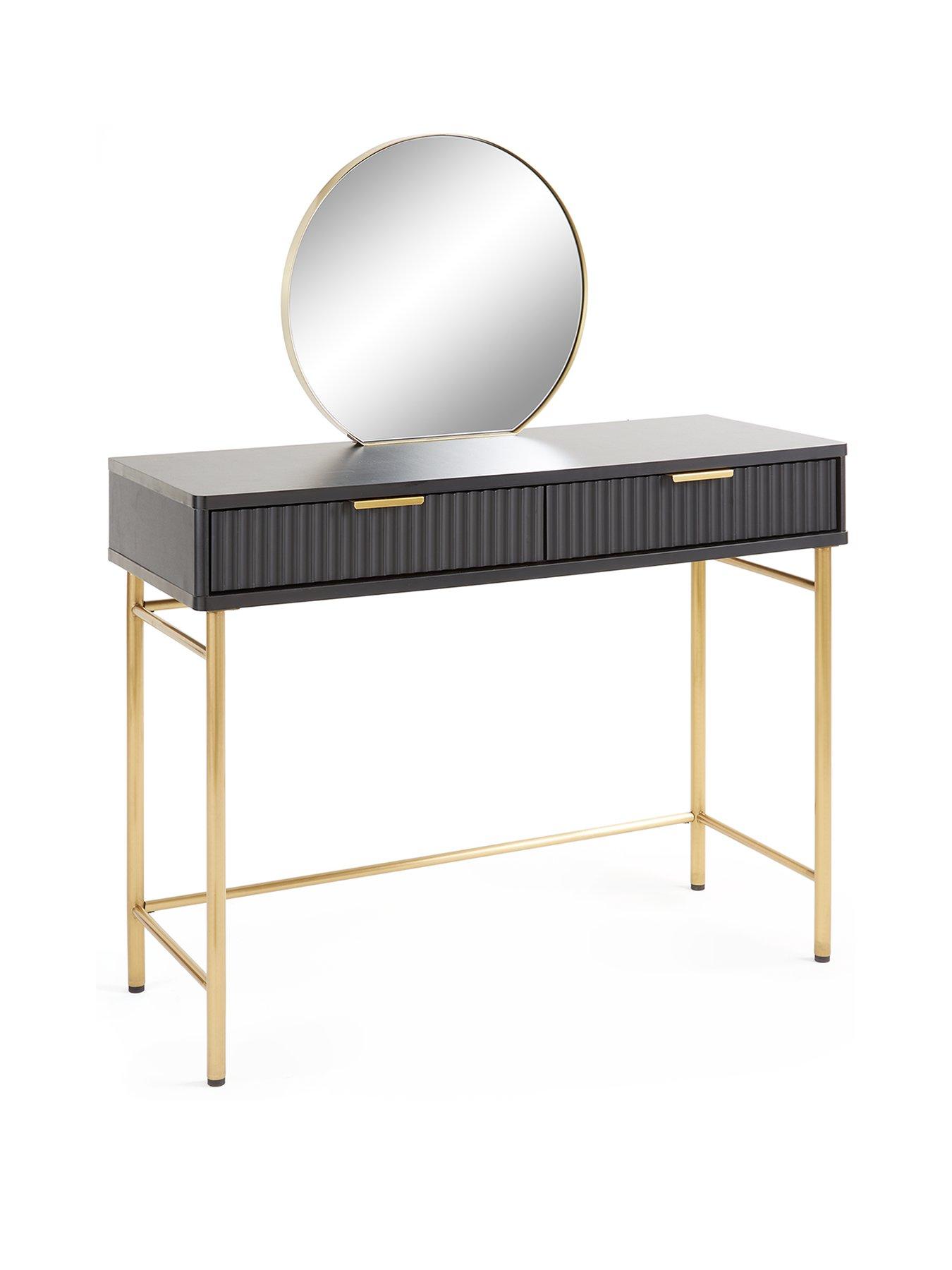  image of the-very-collection-cora-dressing-table-and-mirror-set-blackbrass