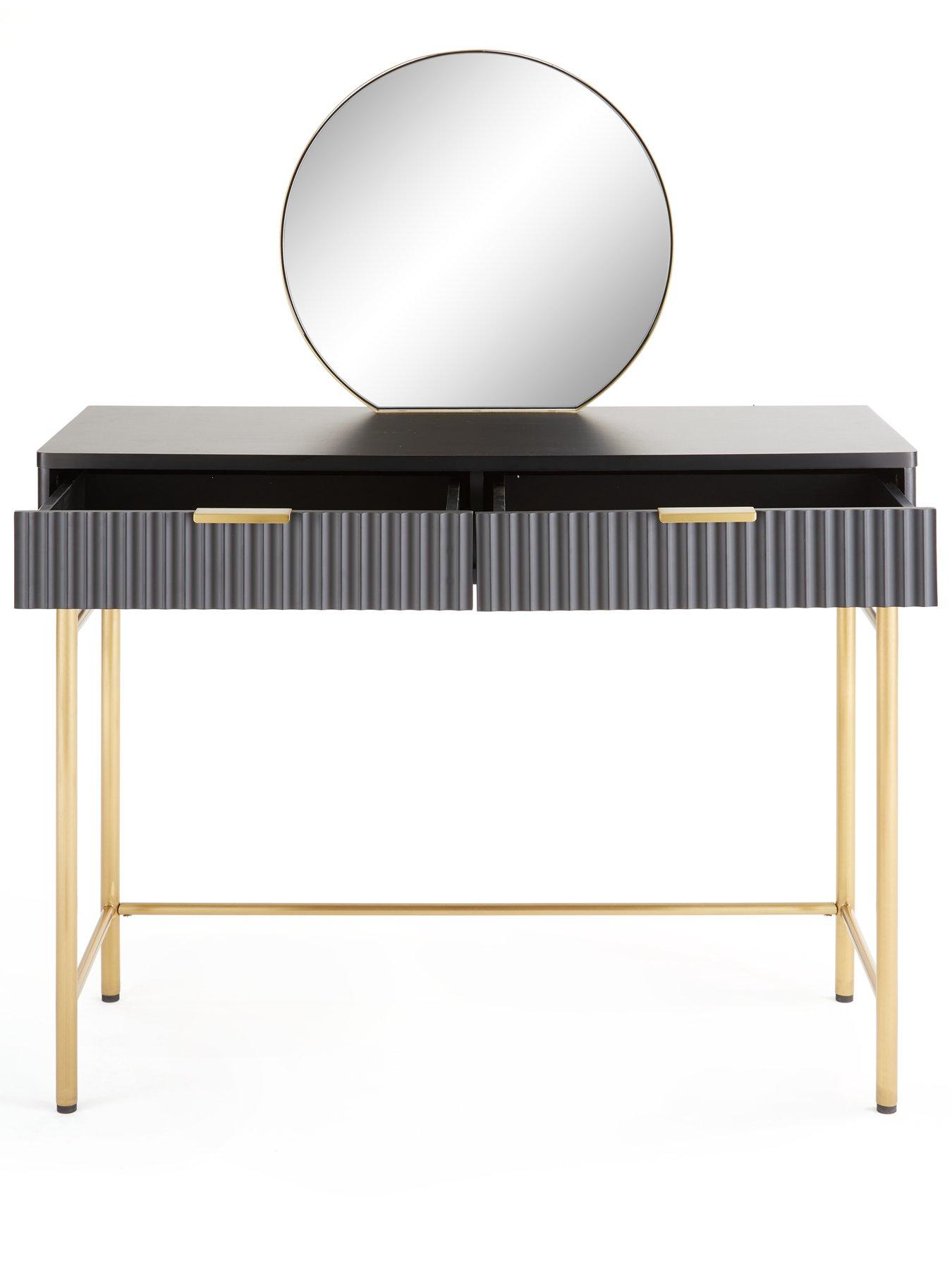  image of the-very-collection-cora-dressing-table-and-mirror-set-blackbrass