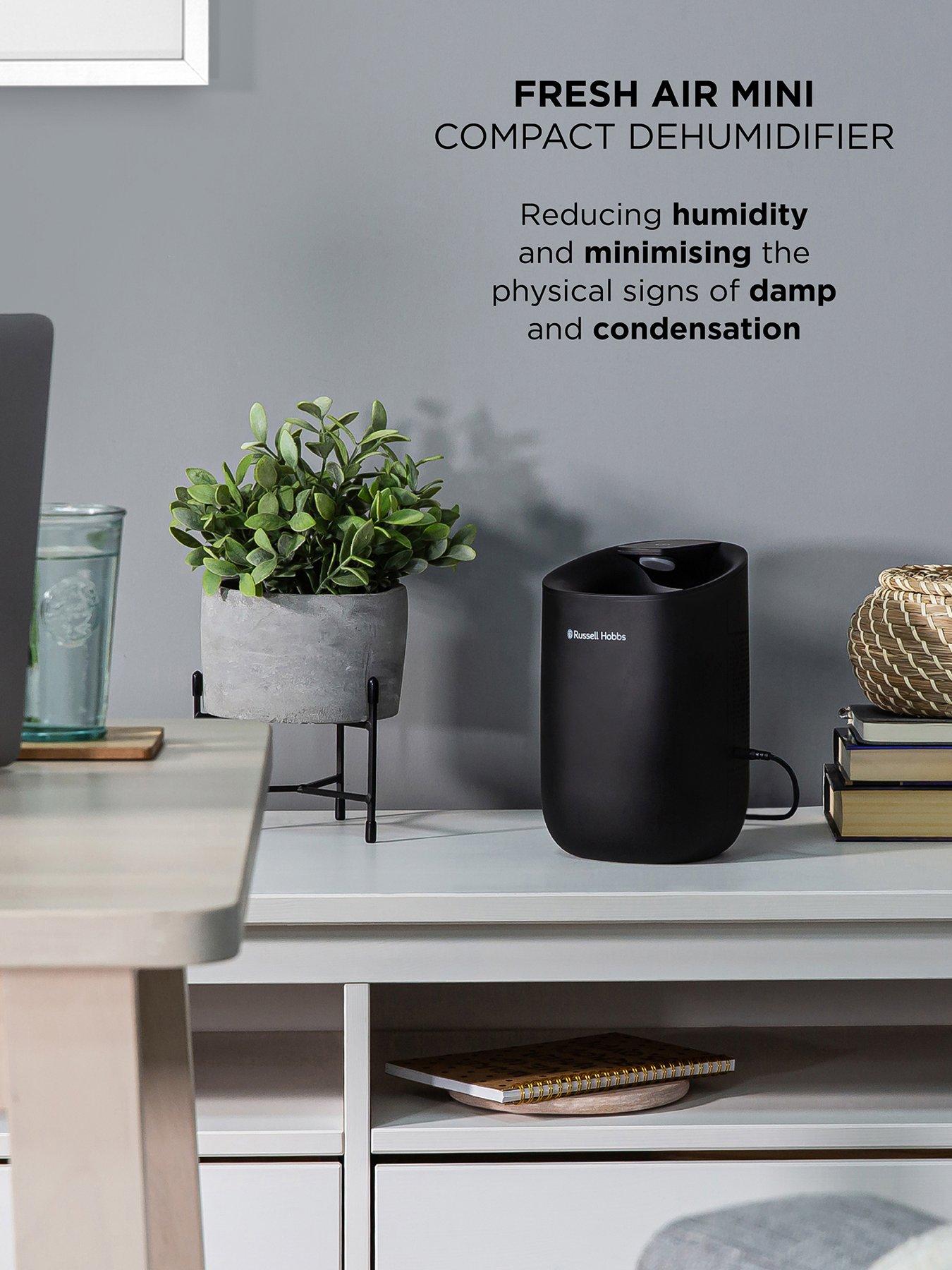  image of russell-hobbs-rhdh1061b-fresh-air-mini-compact-dehumidifier-300mlday-black