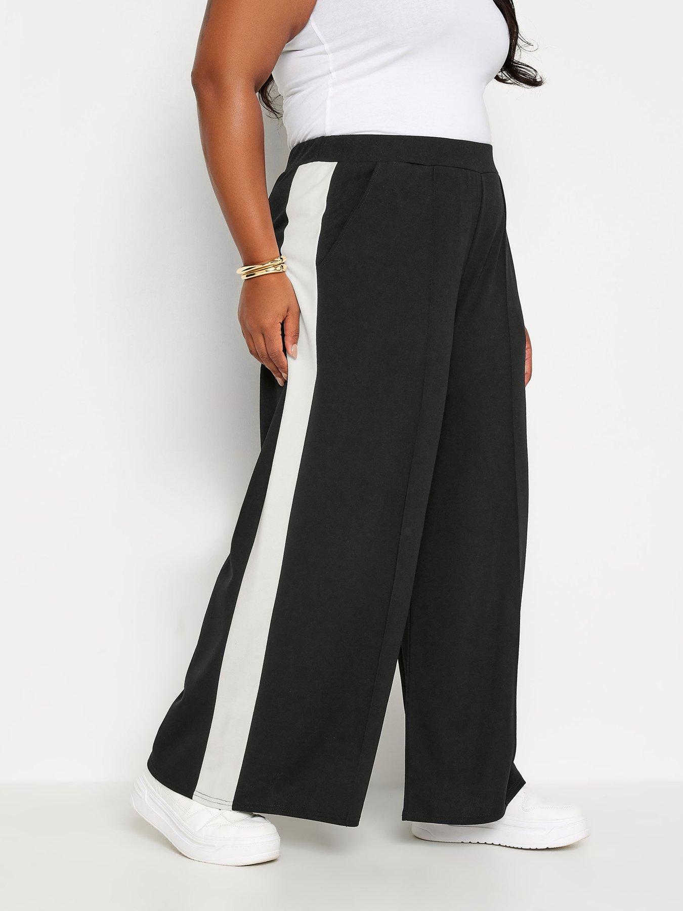 Side stripe black trousers deals