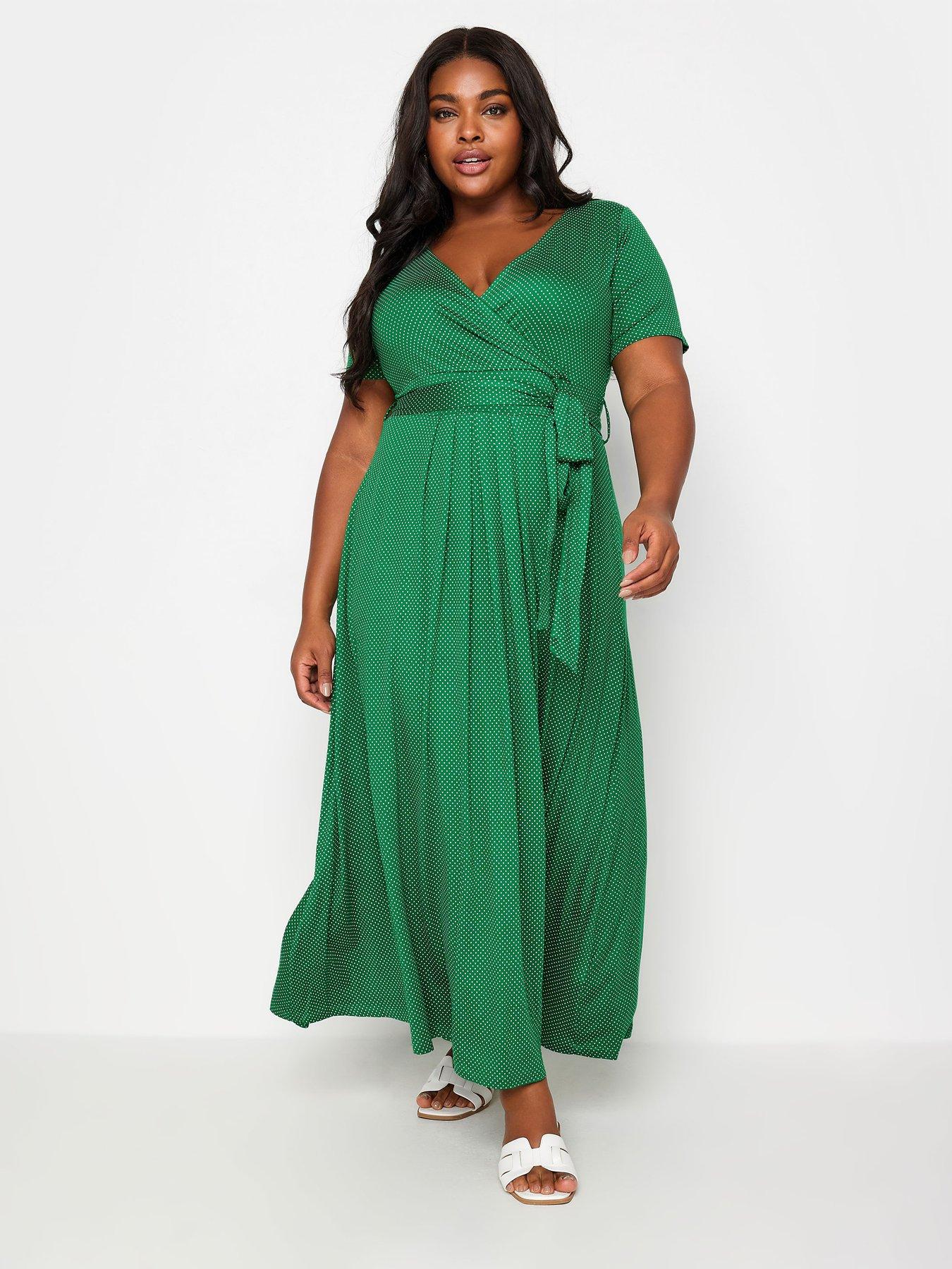 undefined Curve Dot Print Wrap Maxi Dress