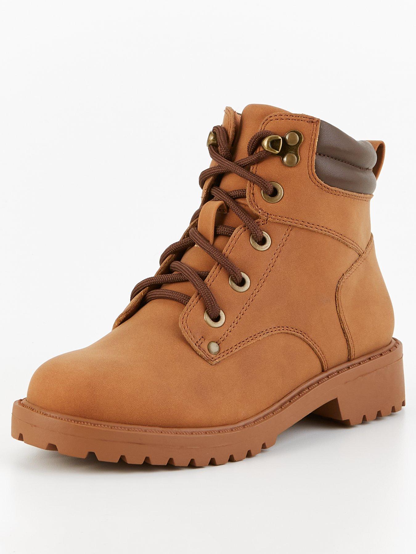  image of v-by-very-unisex-lace-up-boot-brown