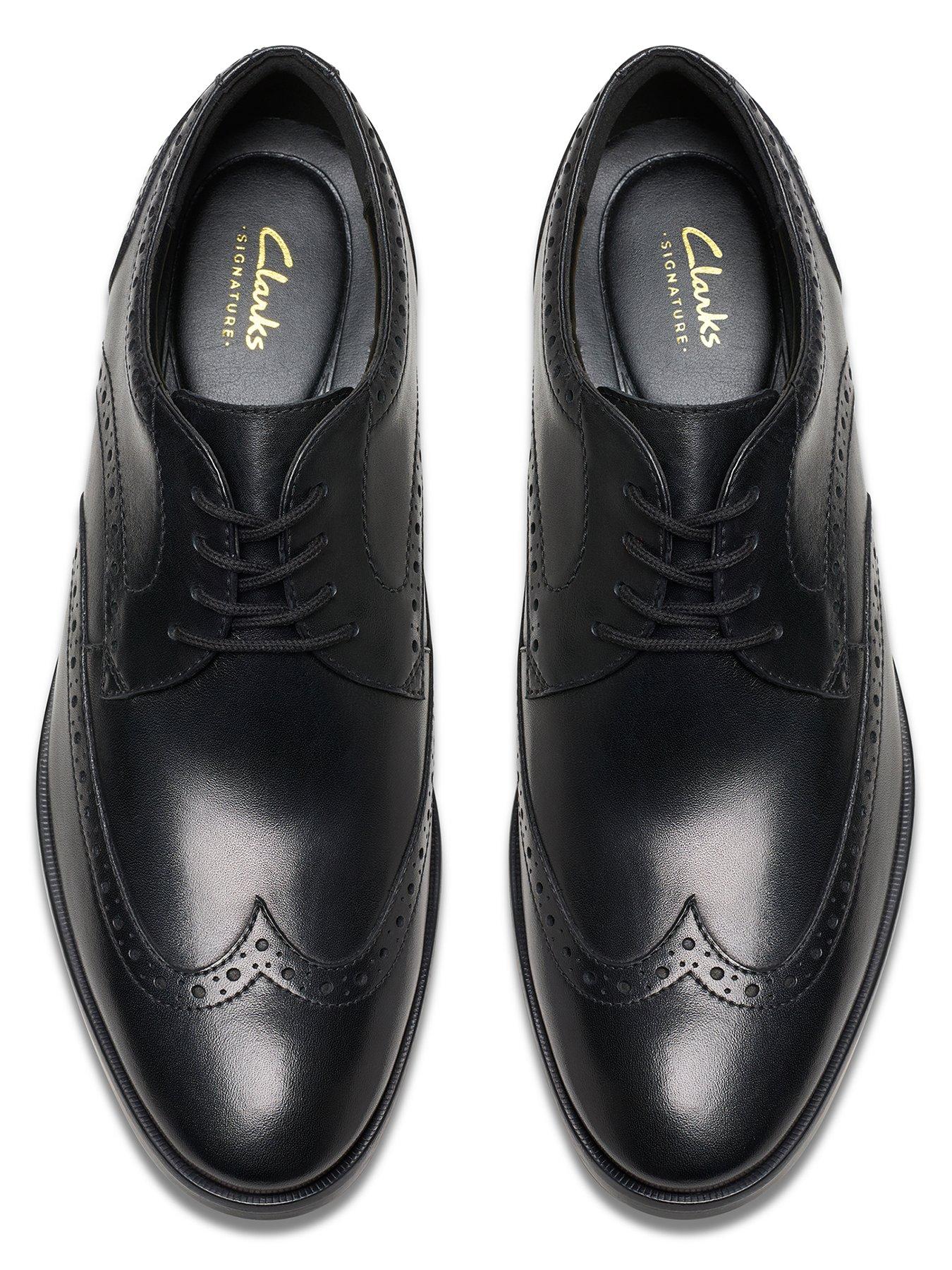  image of clarks-brandon-limit-brogue-shoes-black