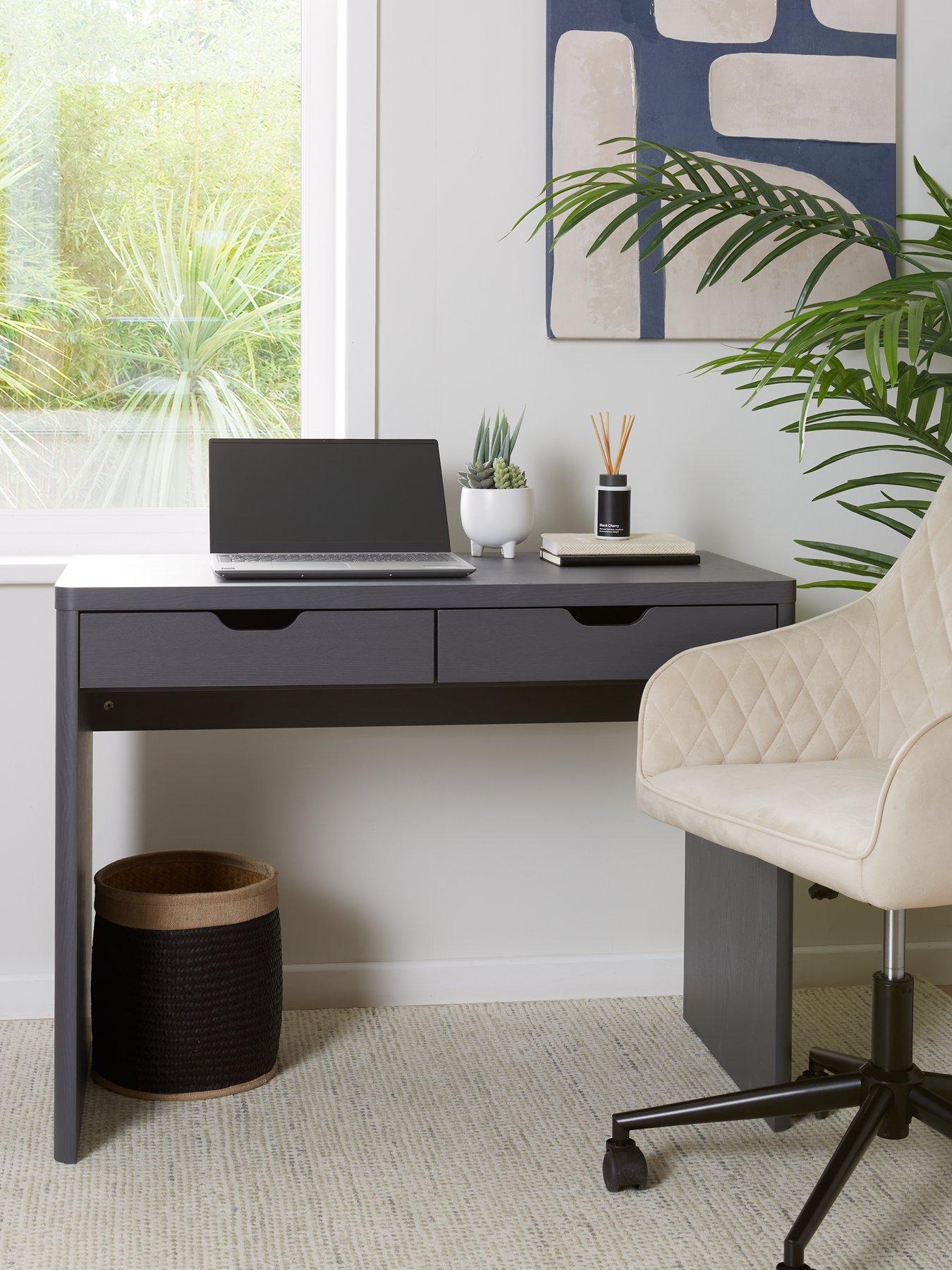 Image 1 of 7 of Very Home Aspen 2 Drawer Desk - Dark Grey Oak Effect
