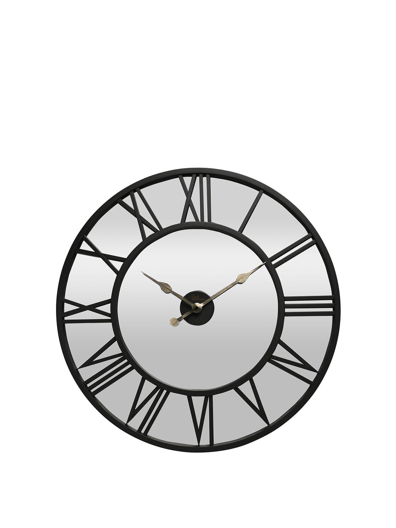 undefined Retro Black Mirrored Roman Dial Wall Clock - 76cm