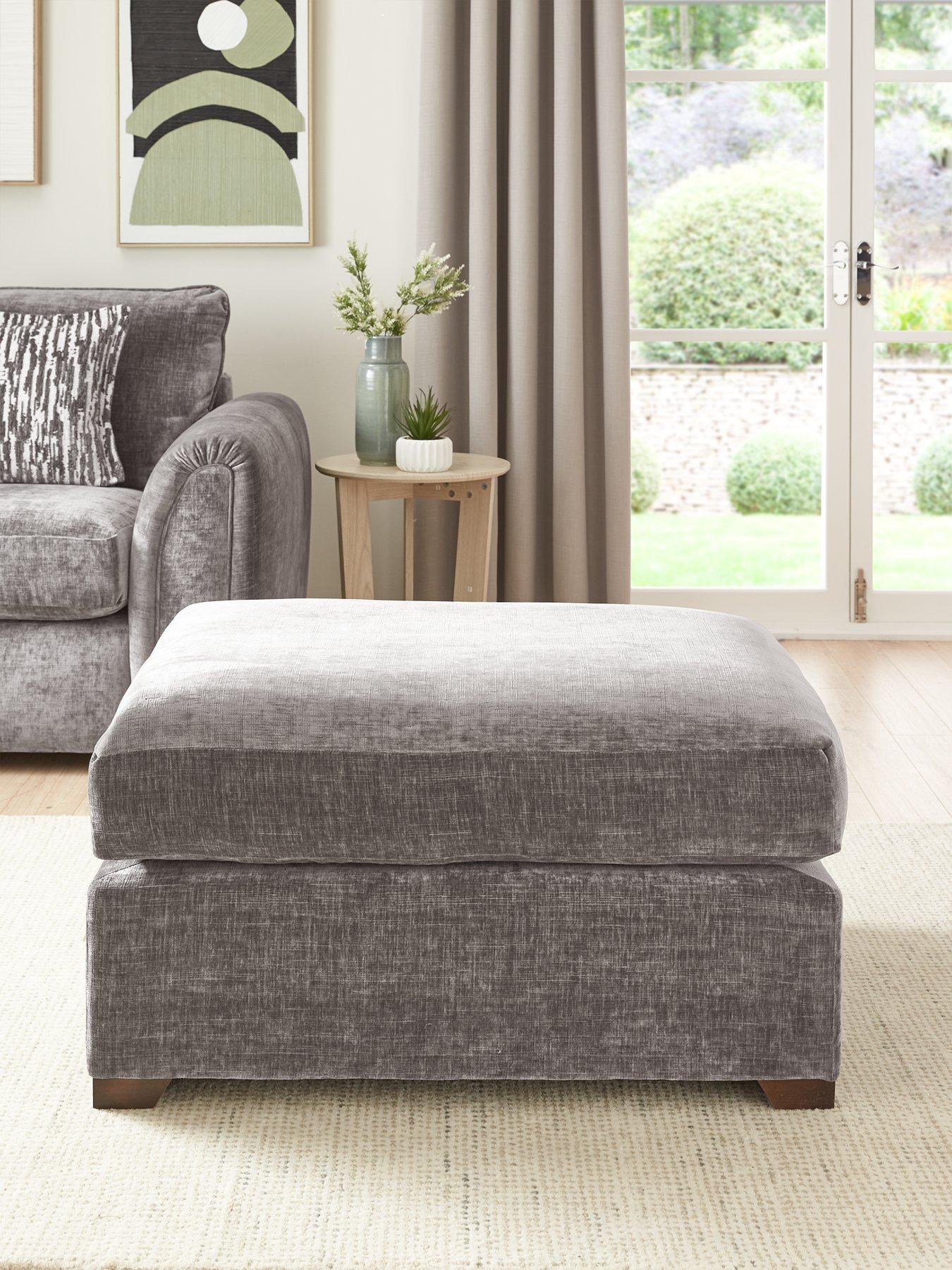 undefined Layla Large Fabric Footstool - Made to Order in the UK