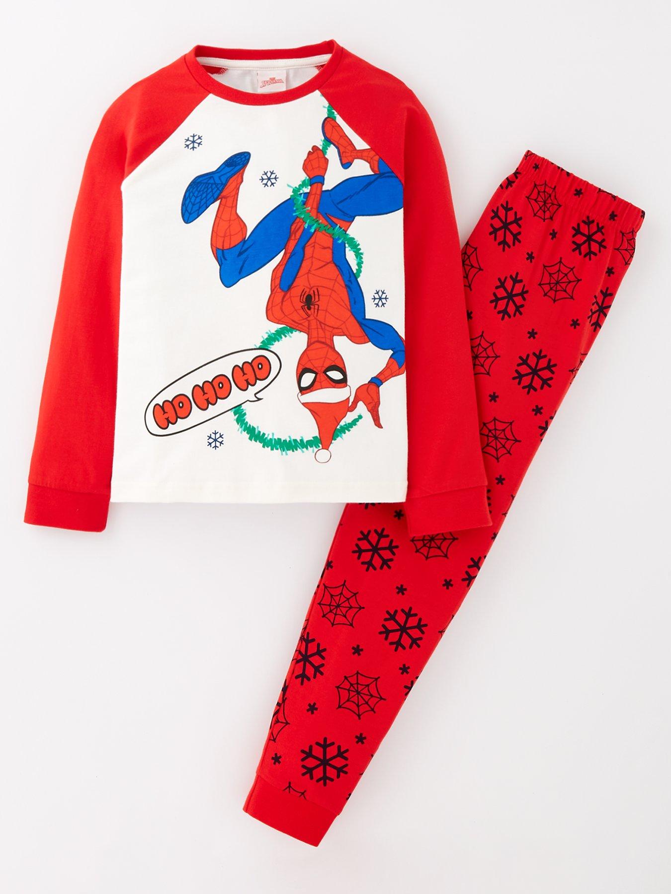 Spiderman Christmas Raglan Long Sleeve Pyjamas - Red | Littlewoods