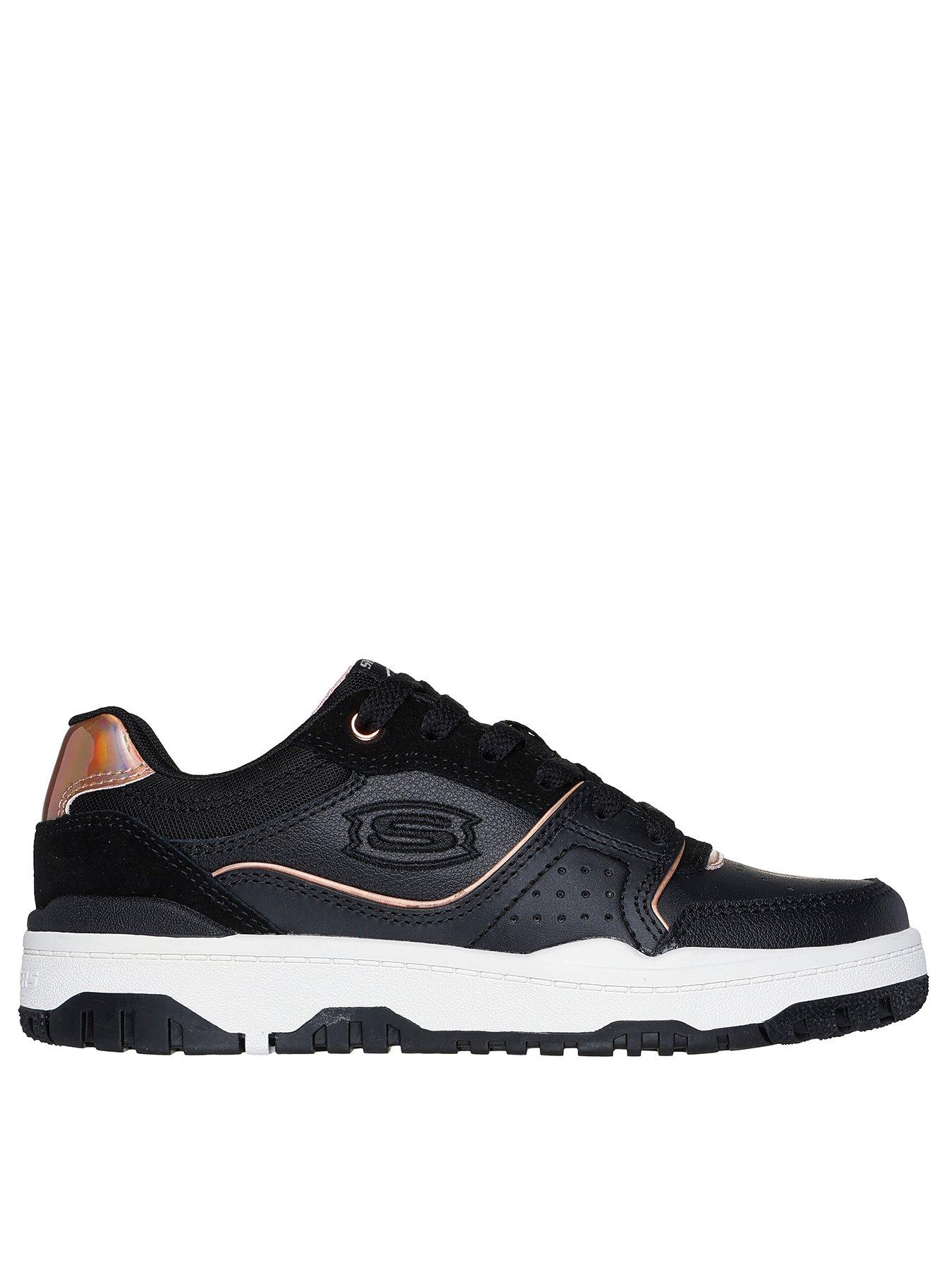 undefined Girls Skx-228 Lace Up Embossed Logo Trainer - Black
