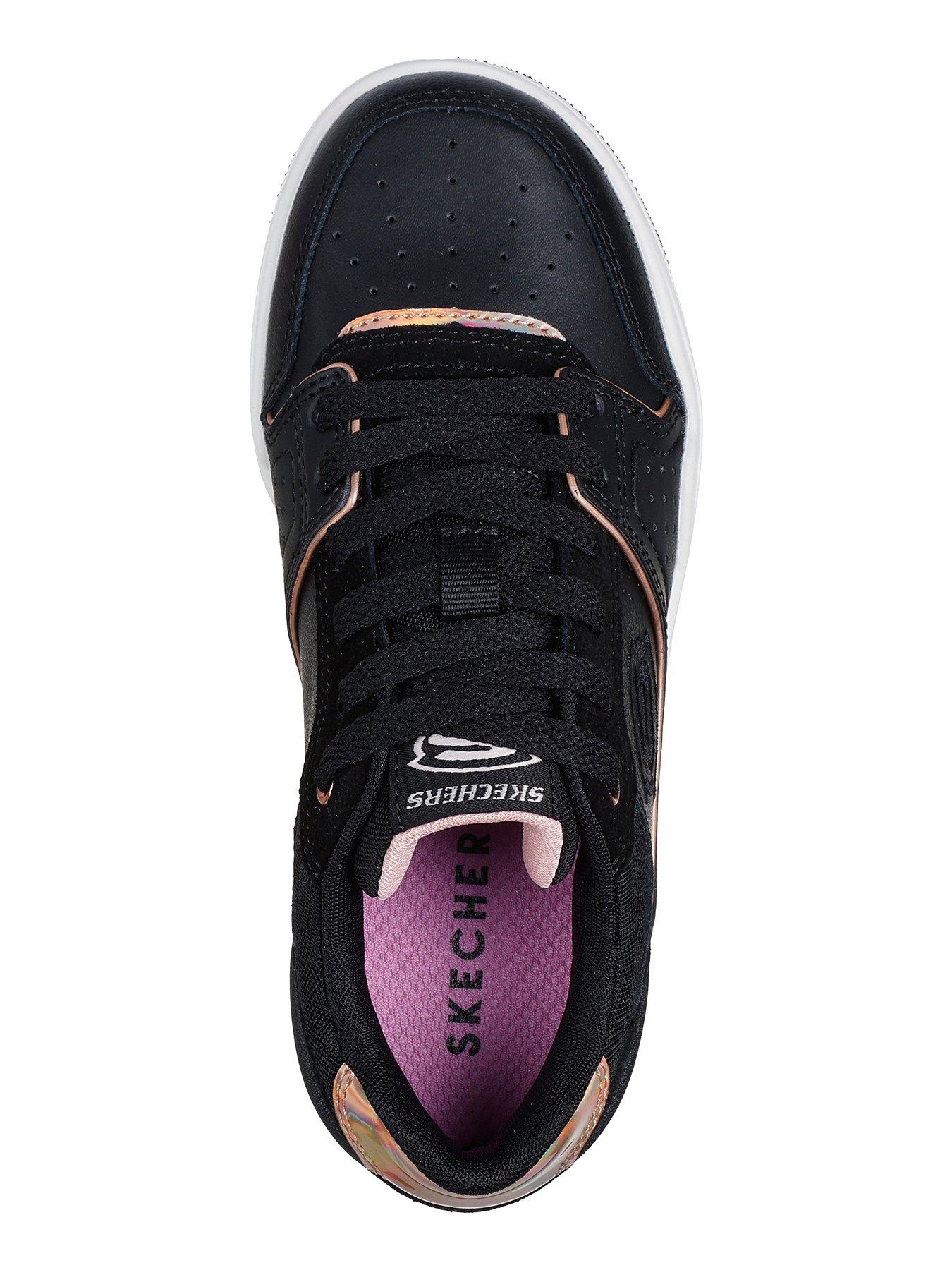 Image 3 of 4 of Skechers Girls Skx-228 Lace Up Embossed Logo Trainer - Black