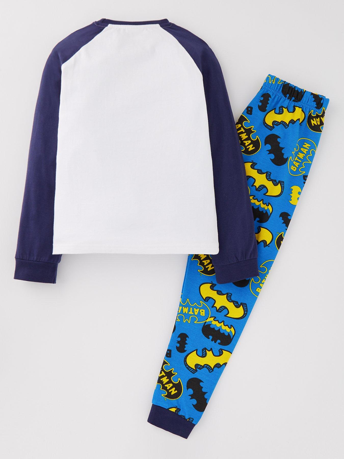  image of batman-raglan-long-sleeve-pyjamas-blue