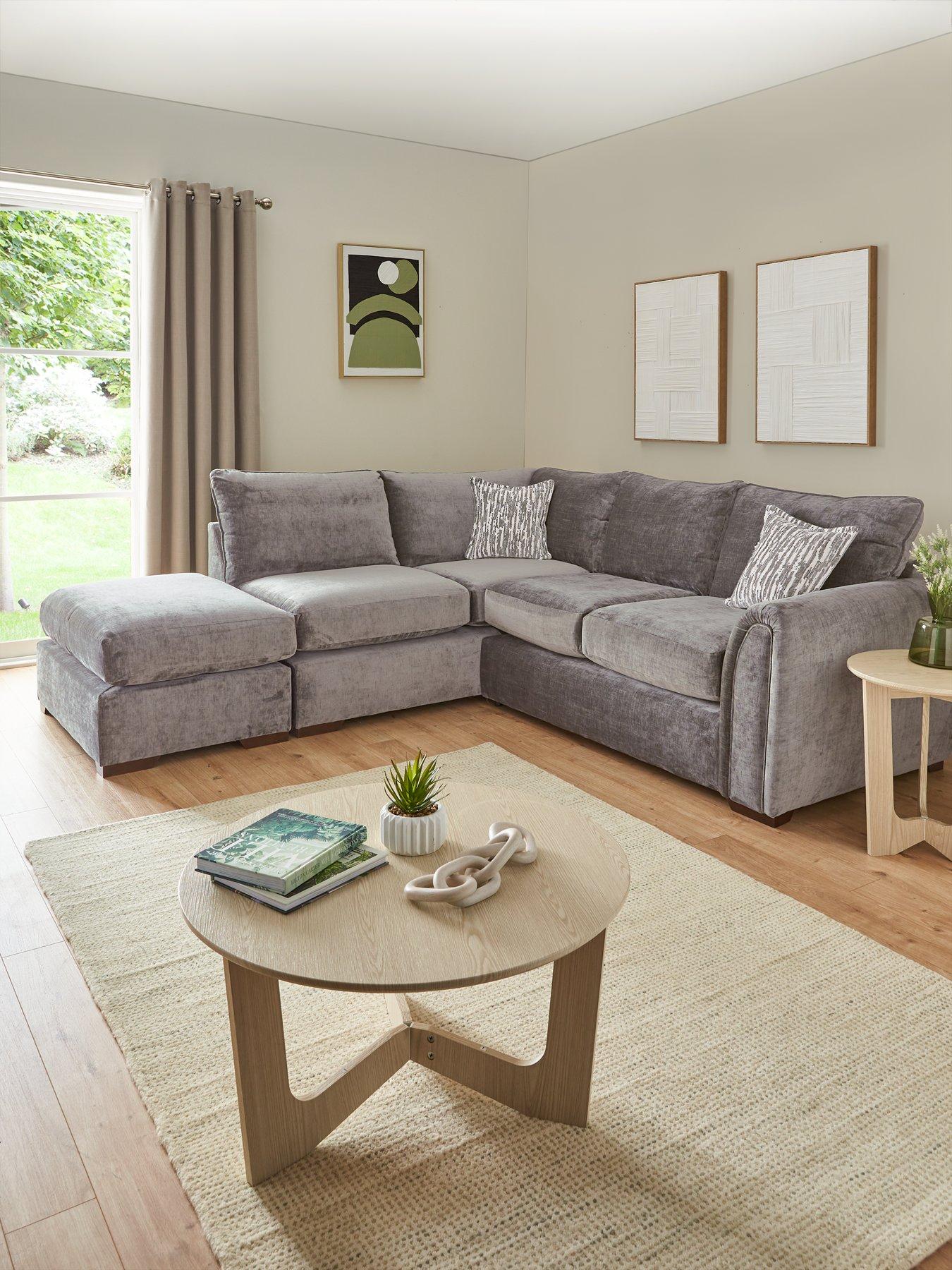undefined Layla Fabric Left Hand Corner Chaise with Footstool - Made to Order in the UK