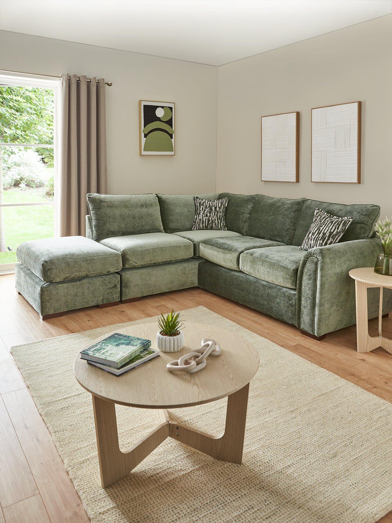 undefined Layla Fabric Left Hand Corner Chaise with Footstool - Made to Order in the UK
