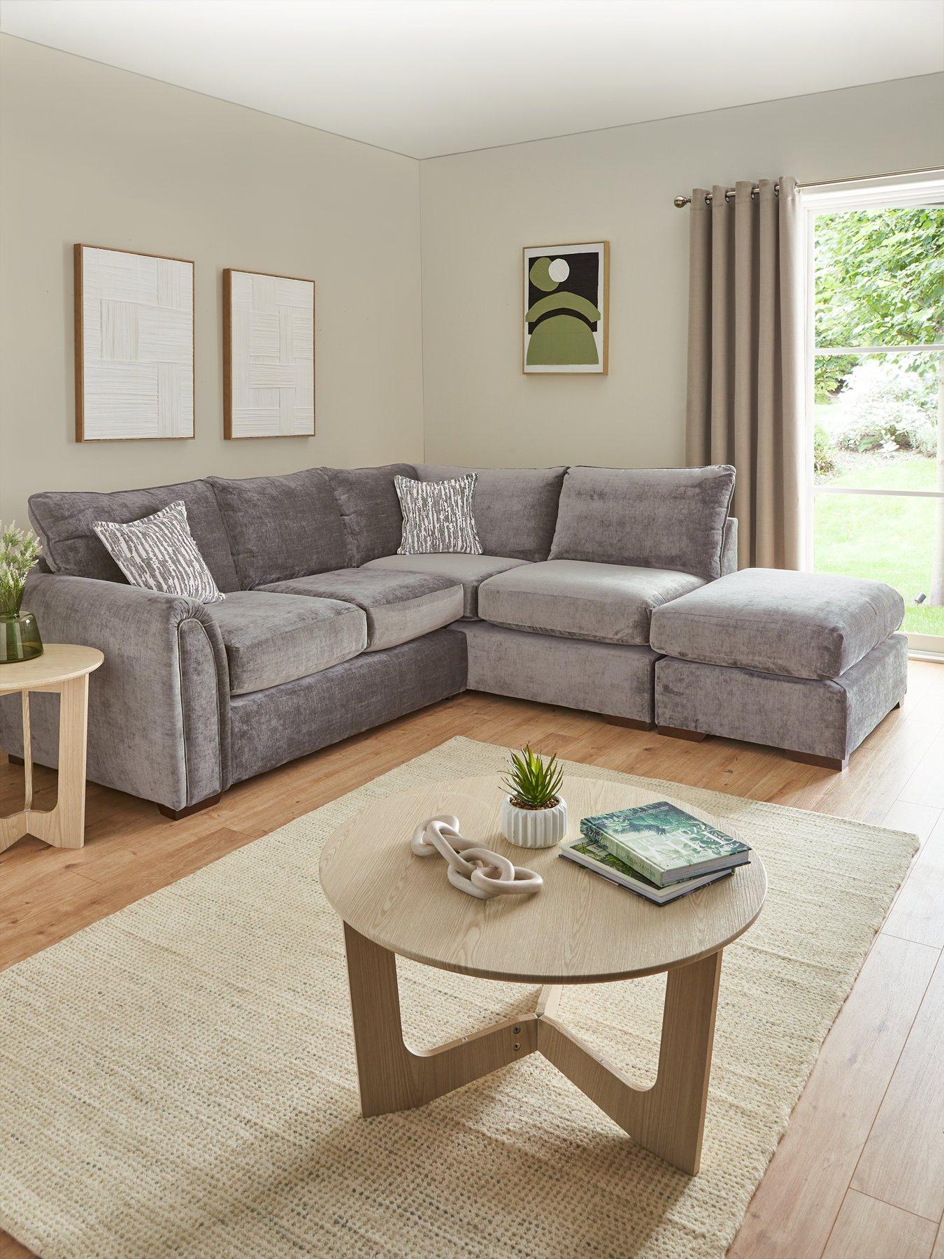 undefined Layla Fabric Right Hand Corner Chaise with Footstool - Made to Order in the UK