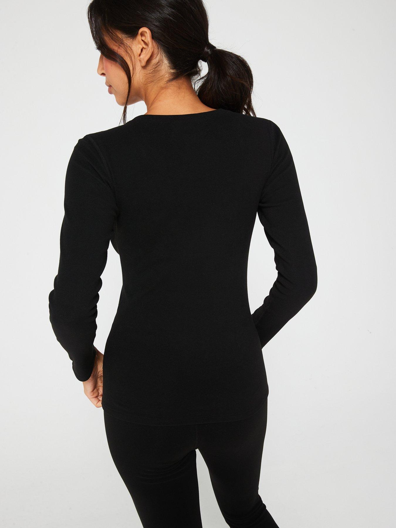 stillFront image of the-very-collection-fleece-lined-thermal-long-sleeve-top-black